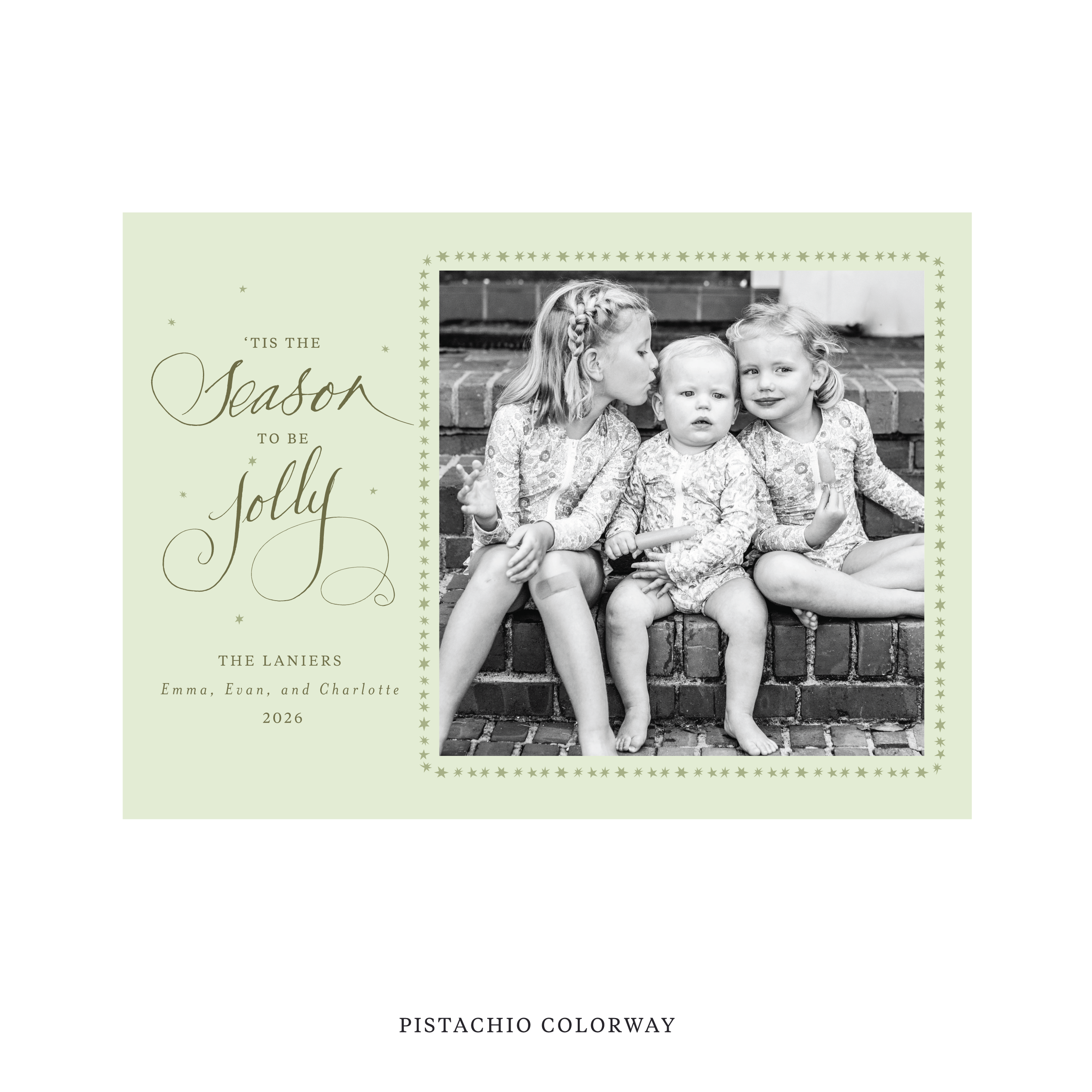 Lanier Classic Flat Print Holiday Card, Large