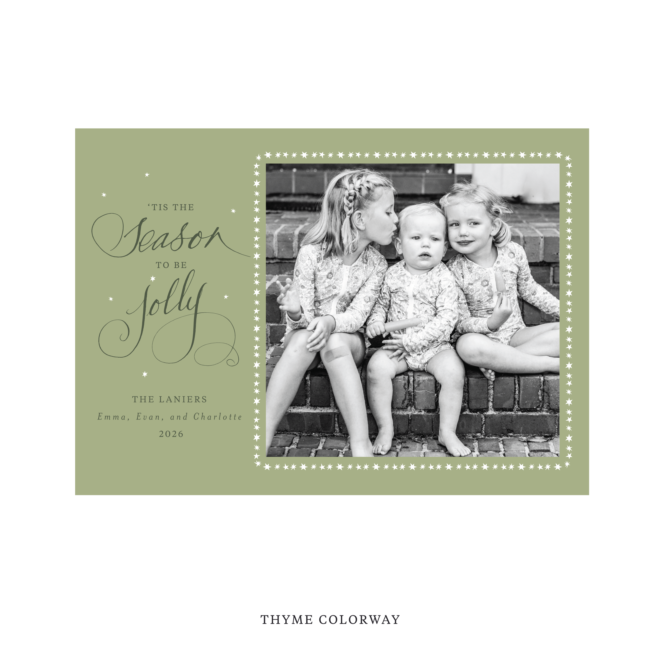 Lanier Classic Flat Print Holiday Card, Large