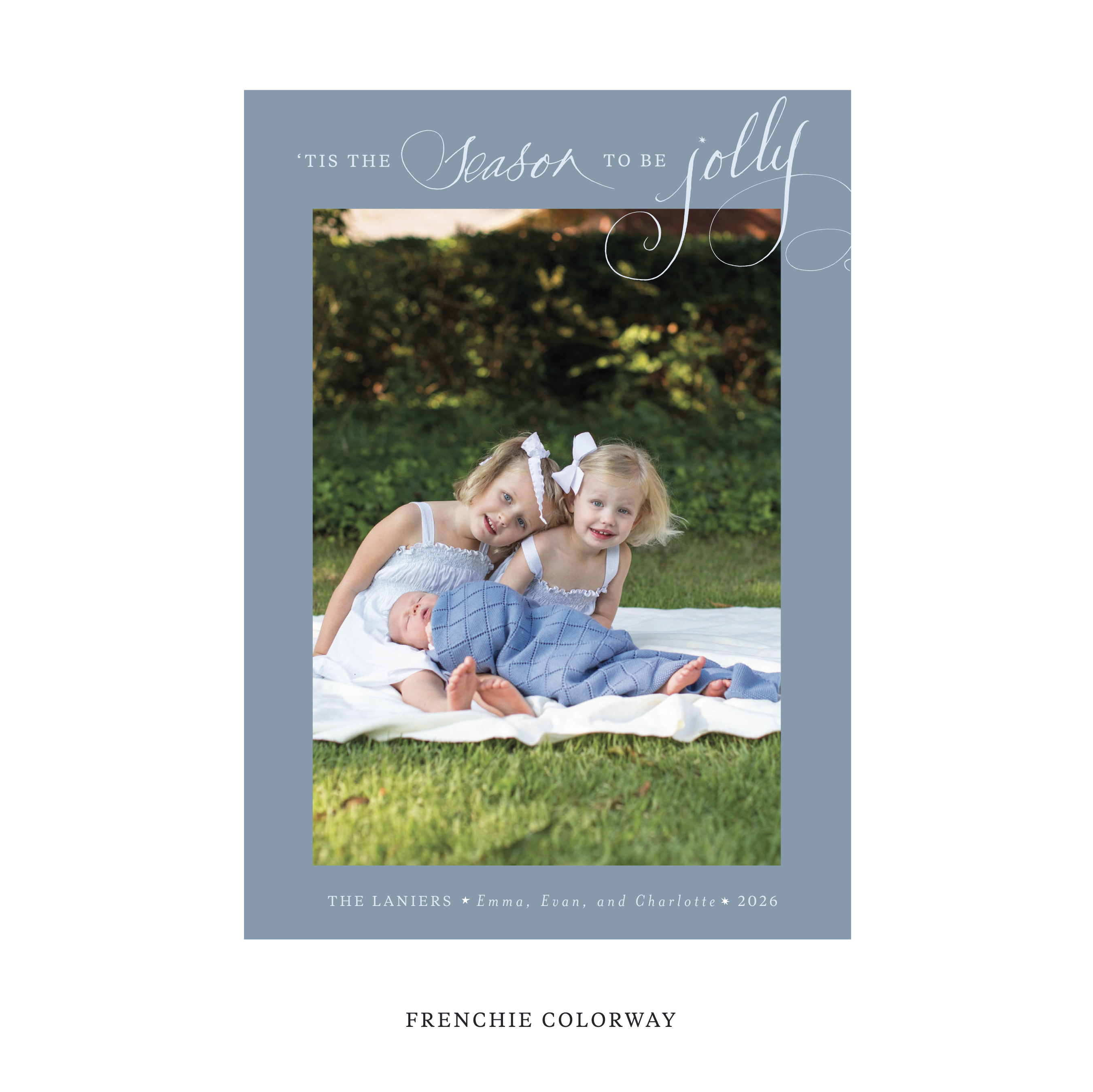 Celebrate the season with the Lanier "Tis the Season to be Jolly" Holiday Card by Stovall Collection. Featuring original hand-lettered artwork, this luxury personalized photo mount holiday card is available in 22 thoughtfully curated flat printing colorways.