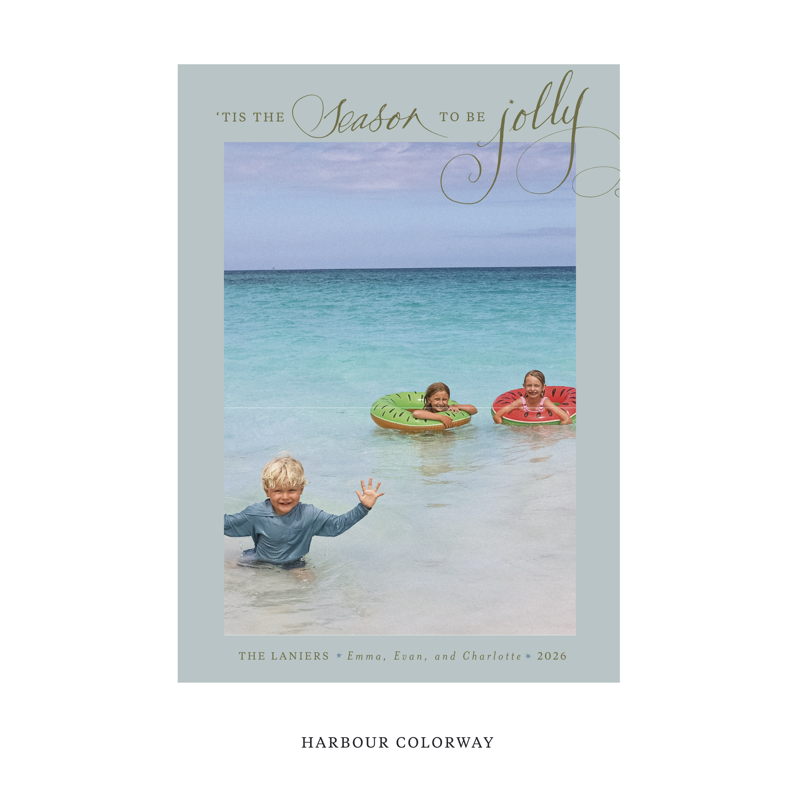 Celebrate the season with the Lanier "Tis the Season to be Jolly" Holiday Card by Stovall Collection. Featuring original hand-lettered artwork, this luxury personalized photo mount holiday card is available in 22 thoughtfully curated flat printing colorways.