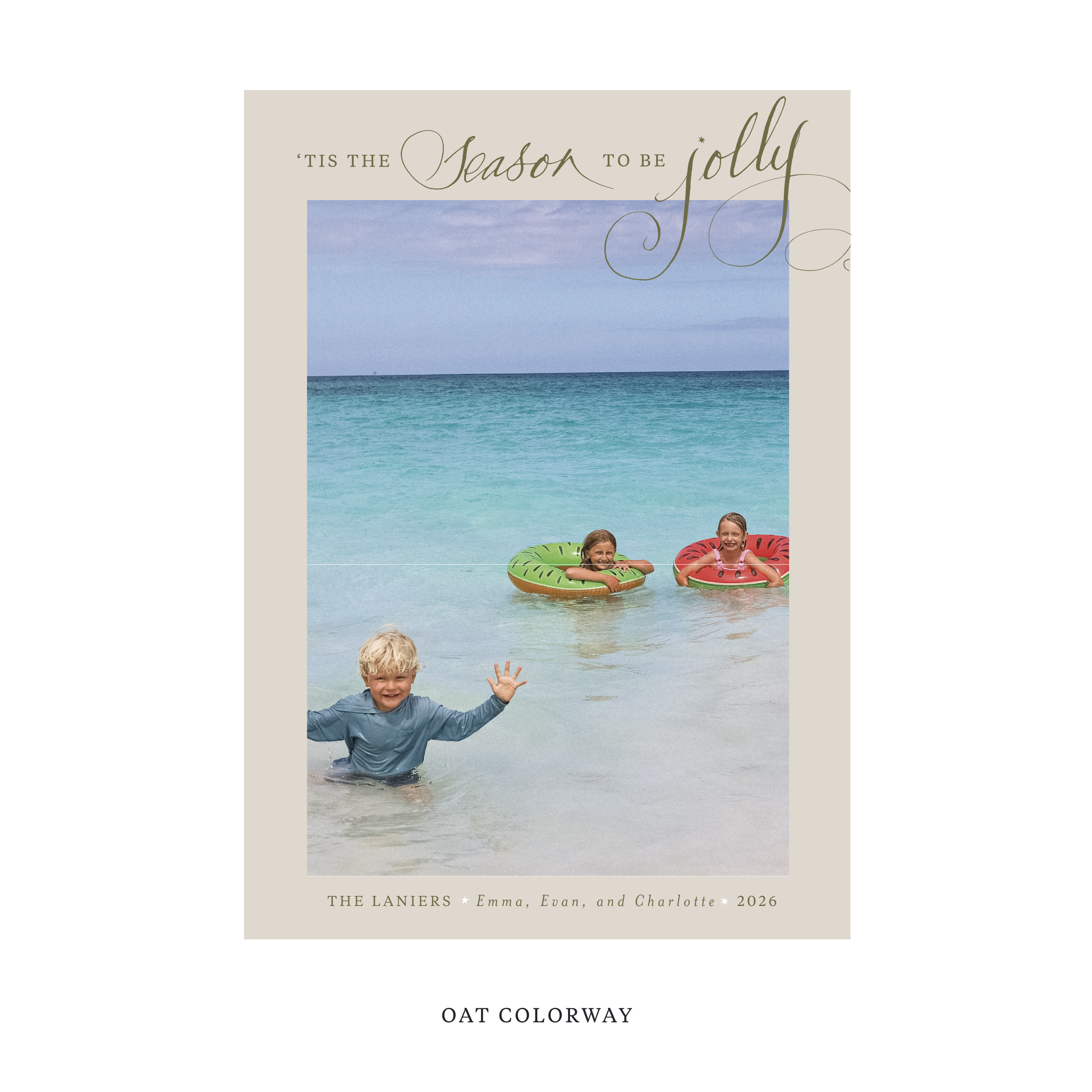 Celebrate the season with the Lanier "Tis the Season to be Jolly" Holiday Card by Stovall Collection. Featuring original hand-lettered artwork, this luxury personalized photo mount holiday card is available in 22 thoughtfully curated flat printing colorways.