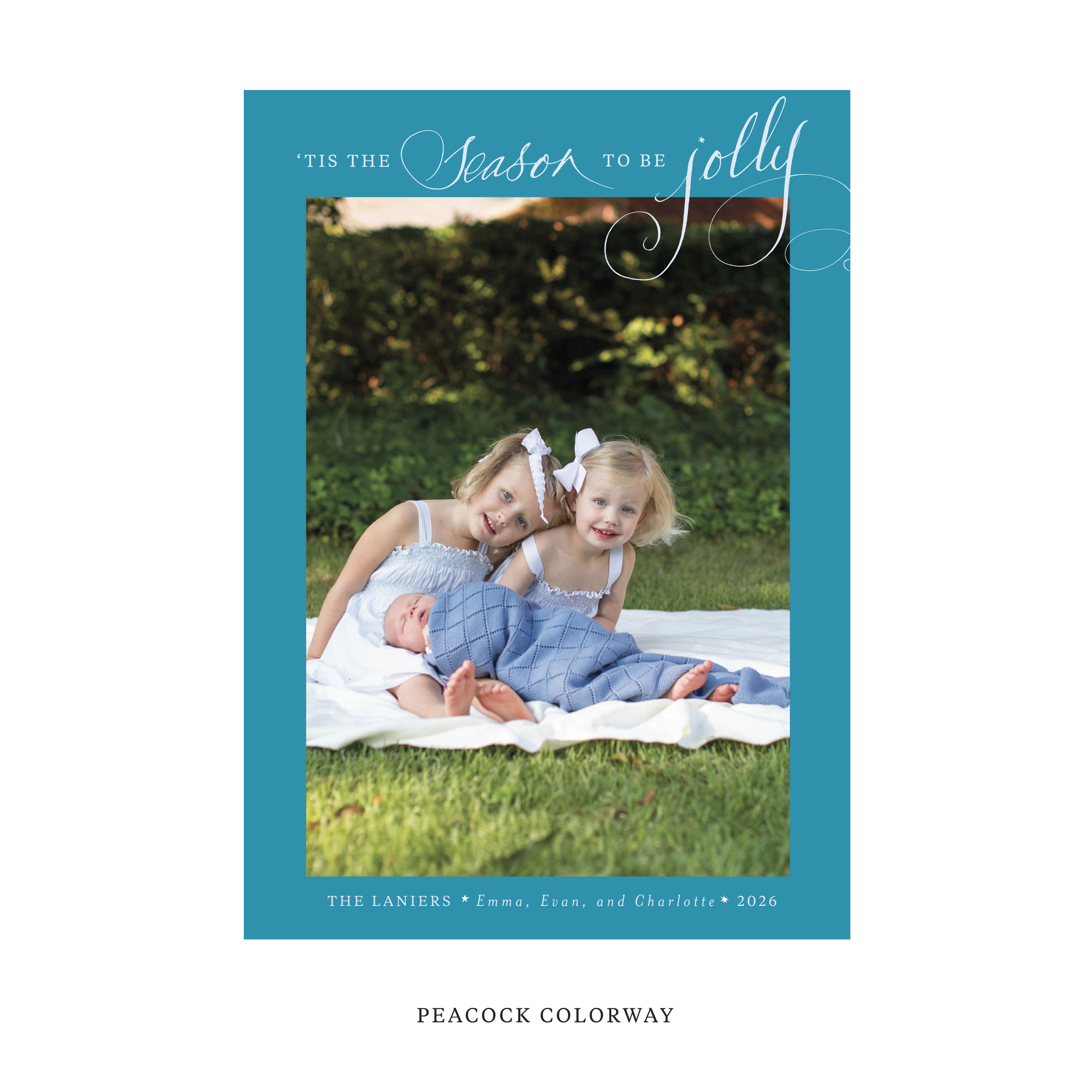 Celebrate the season with the Lanier "Tis the Season to be Jolly" Holiday Card by Stovall Collection. Featuring original hand-lettered artwork, this luxury personalized photo mount holiday card is available in 22 thoughtfully curated flat printing colorways.
