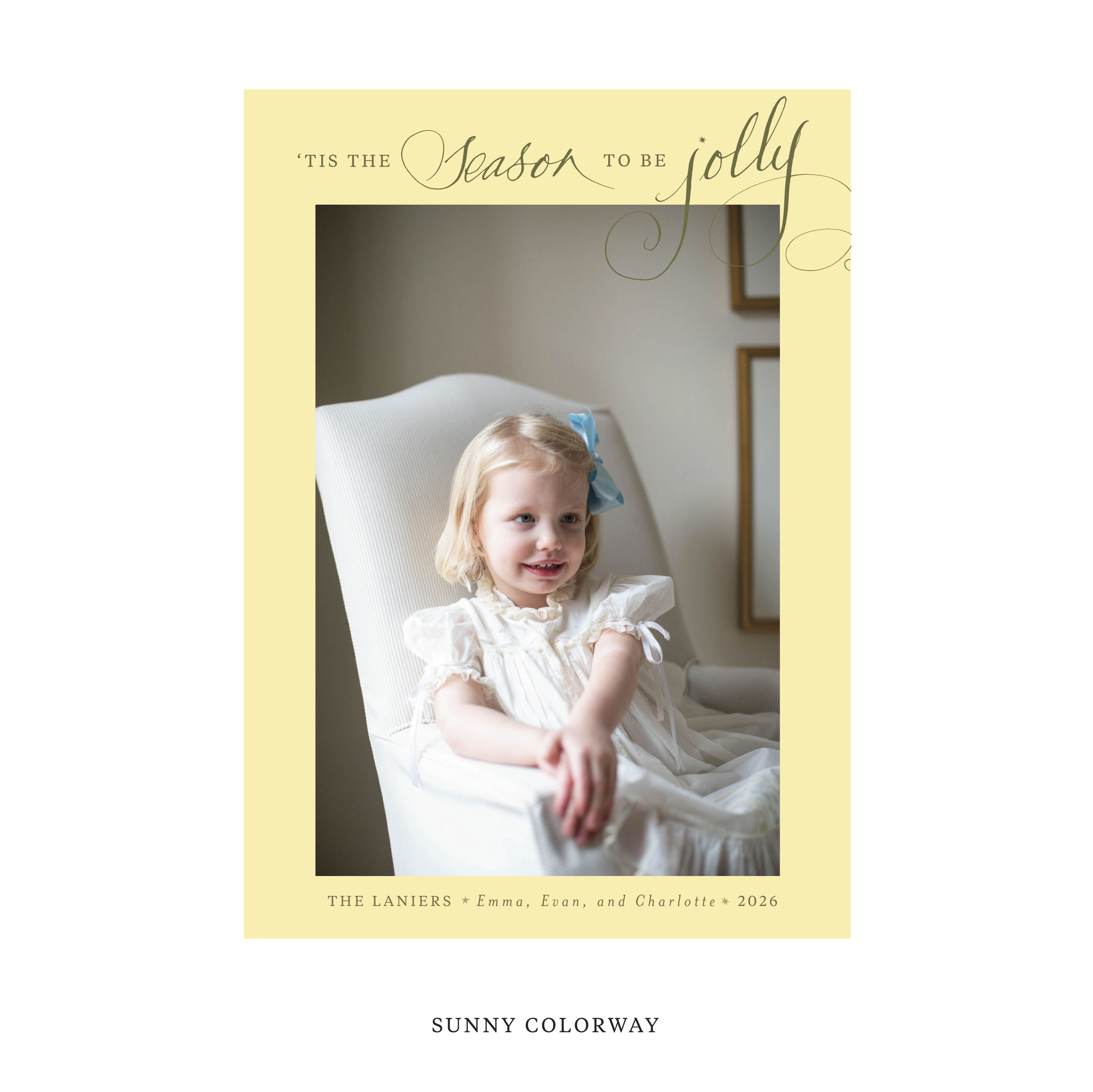 Celebrate the season with the Lanier "Tis the Season to be Jolly" Holiday Card by Stovall Collection. Featuring original hand-lettered artwork, this luxury personalized photo mount holiday card is available in 22 thoughtfully curated flat printing colorways.
