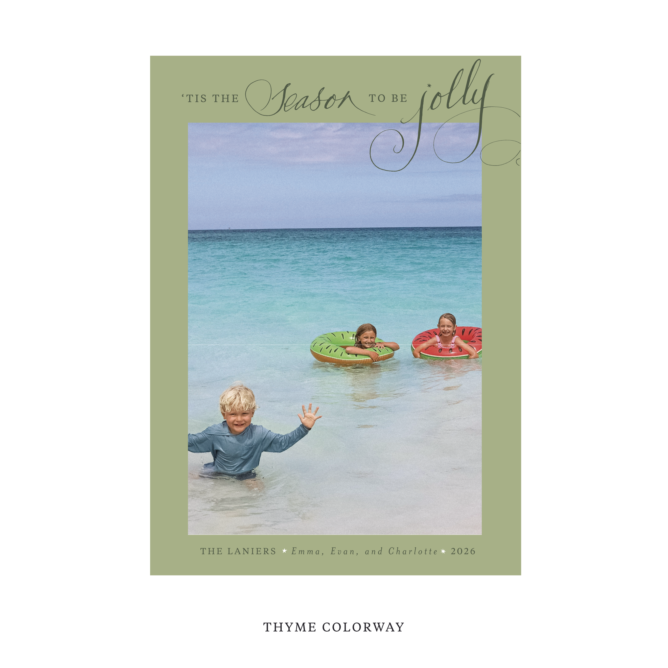 Celebrate the season with the Lanier "Tis the Season to be Jolly" Holiday Card by Stovall Collection. Featuring original hand-lettered artwork, this luxury personalized photo mount holiday card is available in 22 thoughtfully curated flat printing colorways.
