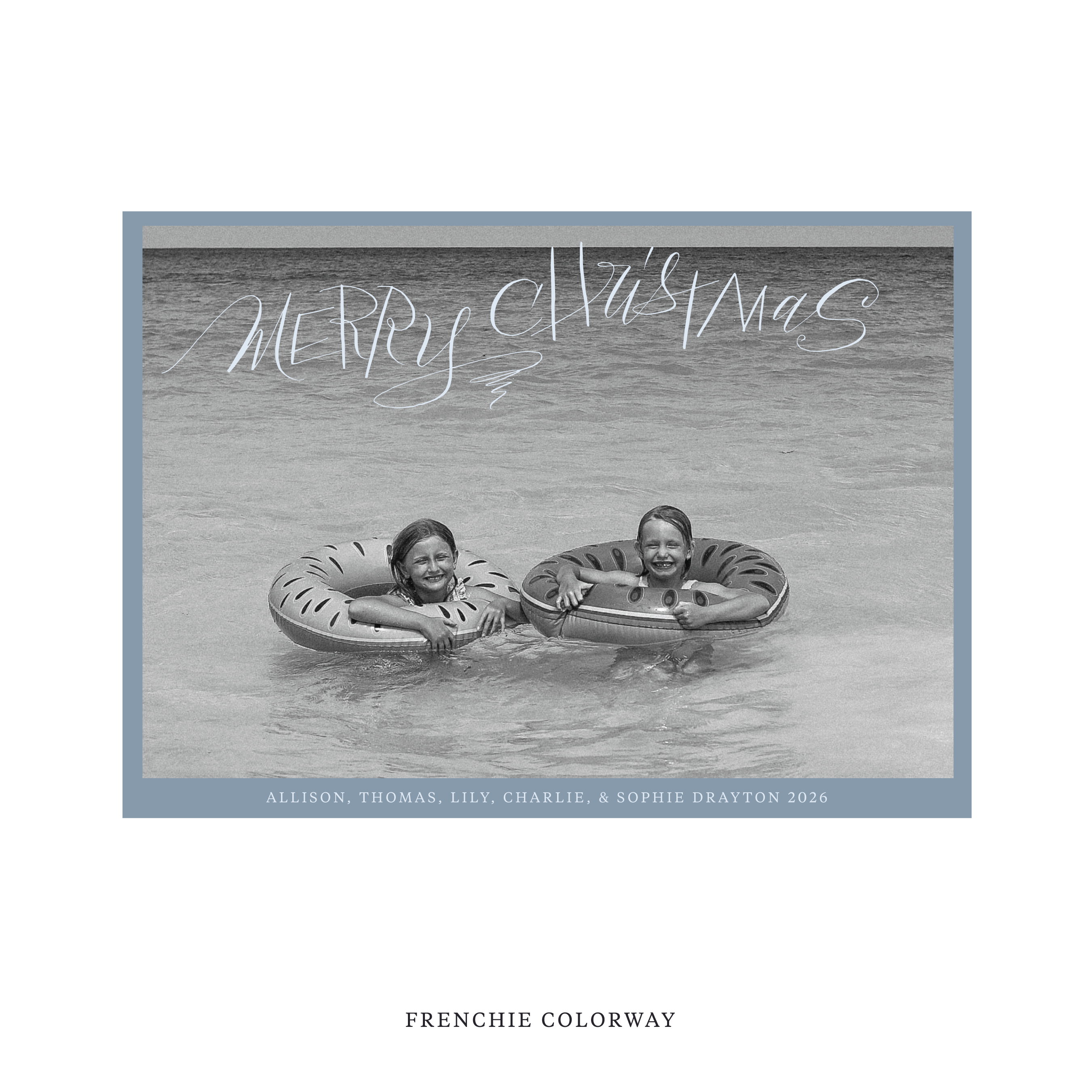 Celebrate the season with the Larkin "Merry Christmas" Holiday Card by Stovall Collection. Featuring original hand-lettered artwork, this luxury personalized photo mount holiday card is available in 22 thoughtfully curated flat printing colorways.