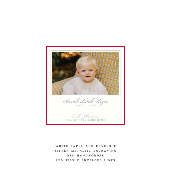 Laurel Petite Square Luxe Birth Announcement Holiday Card II