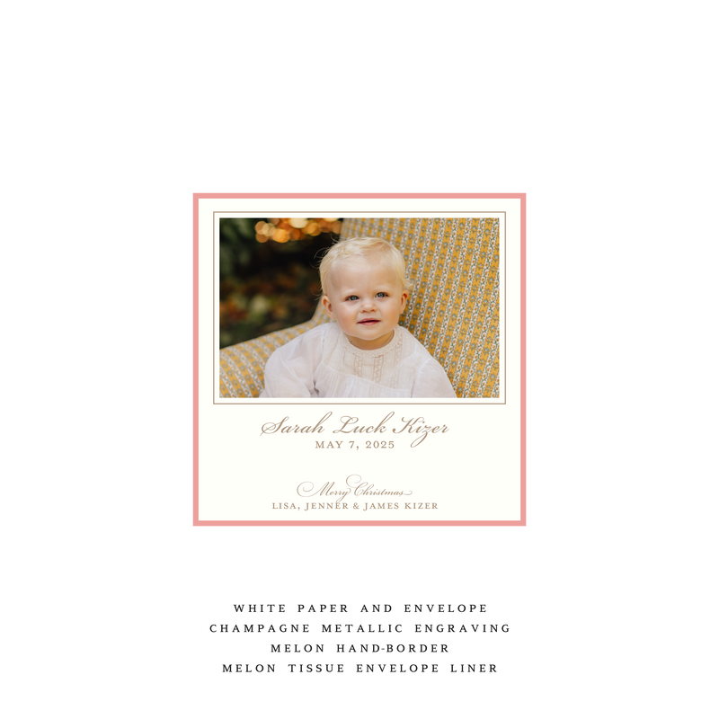 Laurel Petite Square Luxe Birth Announcement Holiday Card II