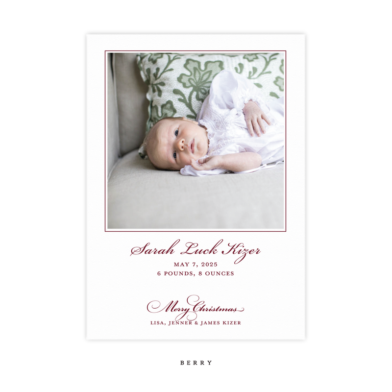Laurel Birth Announcement Letterpress Card