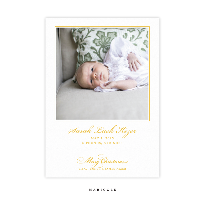 Laurel Birth Announcement Letterpress Card