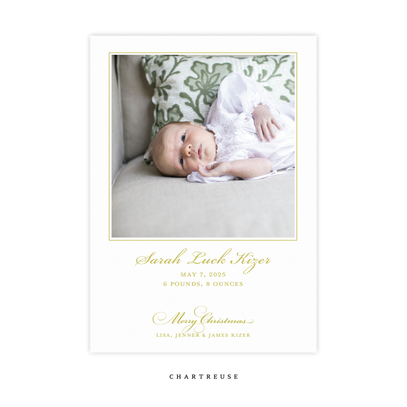 Laurel Birth Announcement Letterpress Card