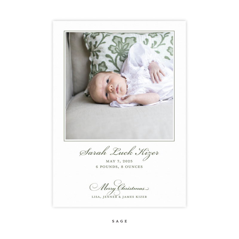 Laurel Birth Announcement Letterpress Card