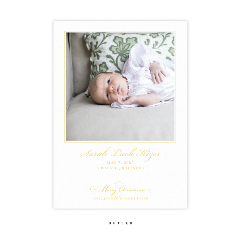 Laurel Birth Announcement Letterpress Card