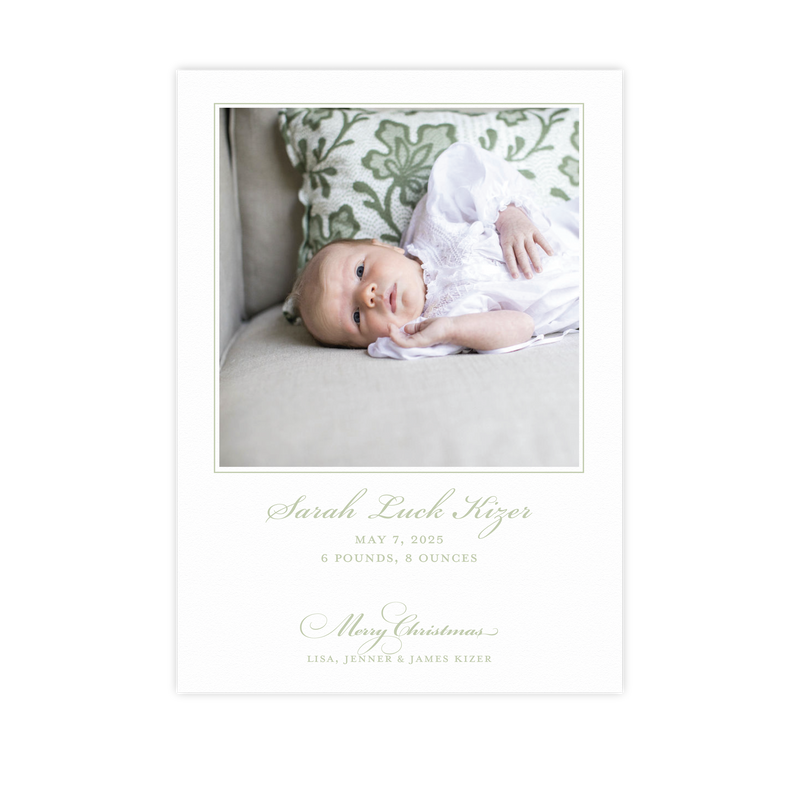 Laurel Birth Announcement Letterpress Card