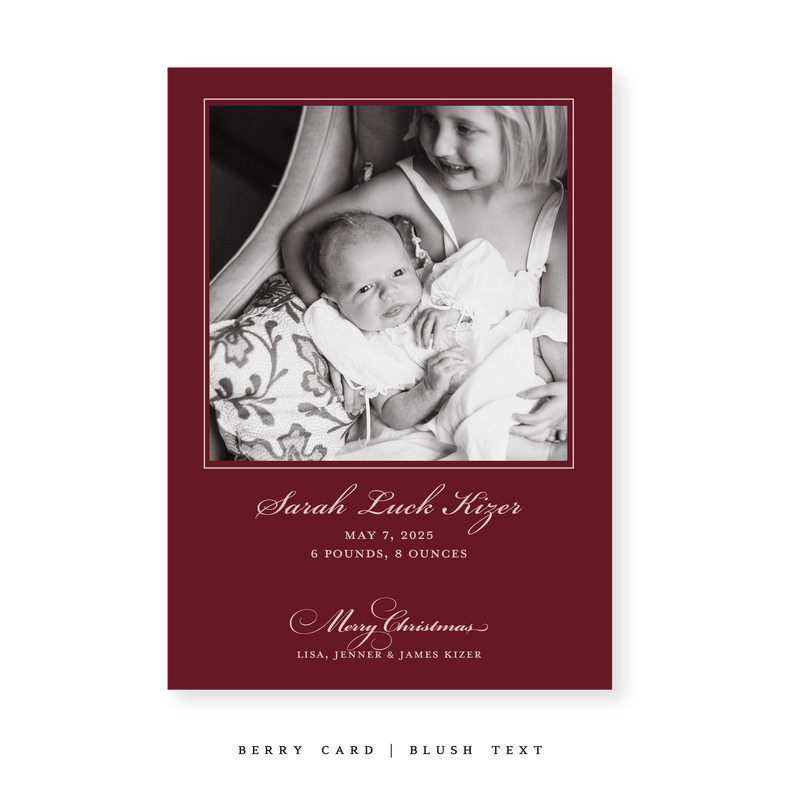 Laurel Birth Announcement Classic Printed Medium Holiday Card