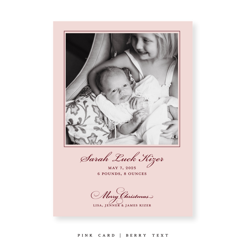 Laurel Birth Announcement Classic Printed Medium Holiday Card