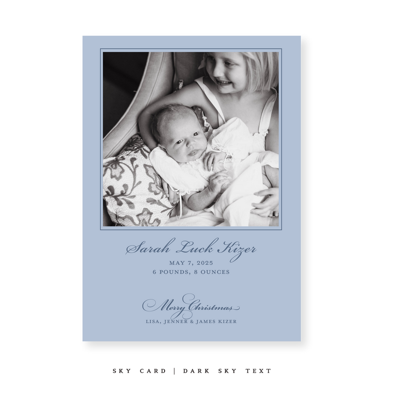 Laurel Birth Announcement Classic Printed Medium Holiday Card