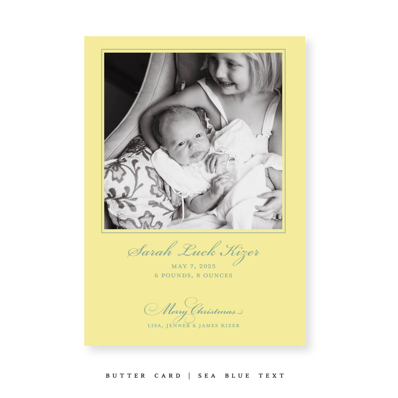 Laurel Birth Announcement Classic Printed Medium Holiday Card