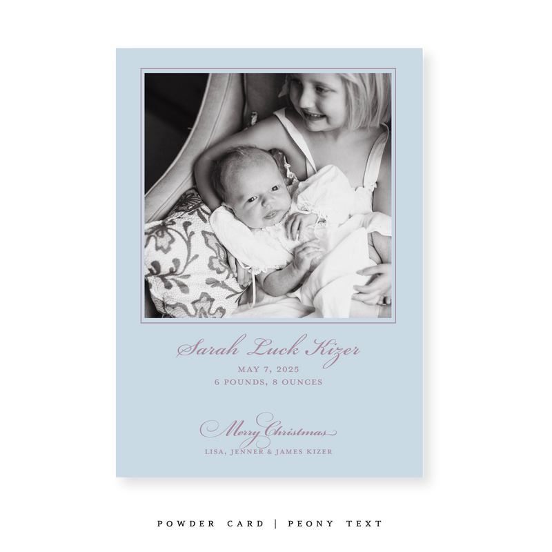 Laurel Birth Announcement Classic Printed Medium Holiday Card