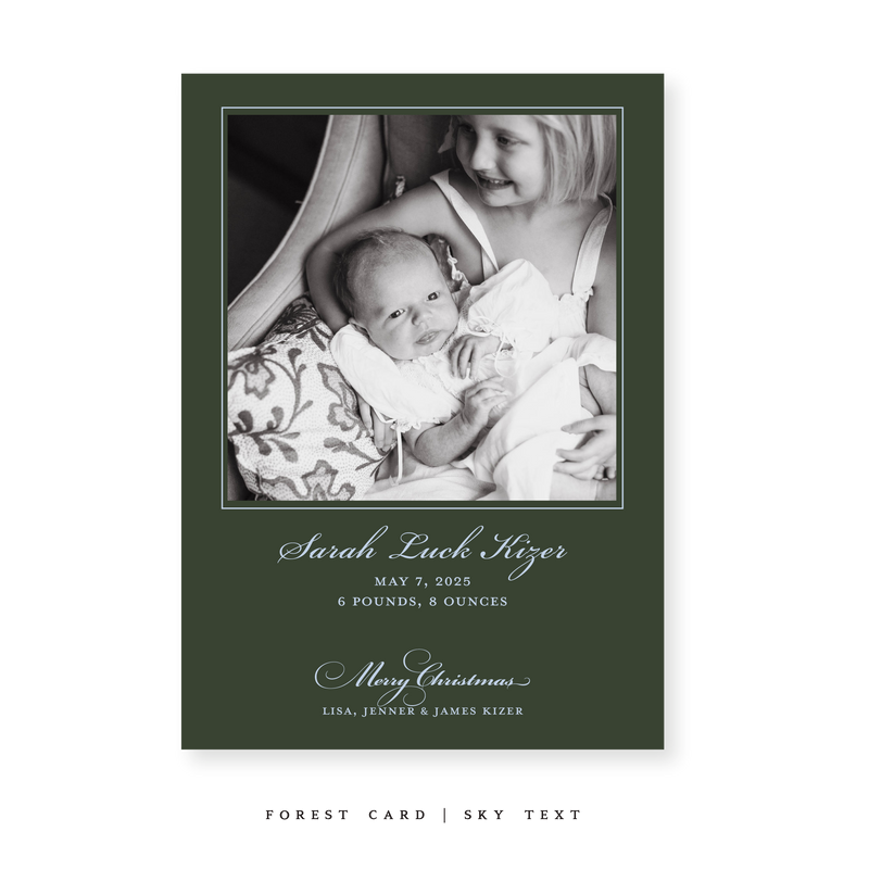 Laurel Birth Announcement Classic Printed Medium Holiday Card