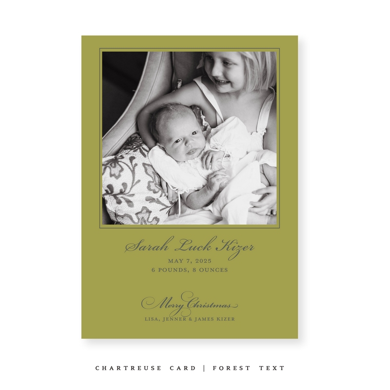 Laurel Birth Announcement Classic Printed Medium Holiday Card