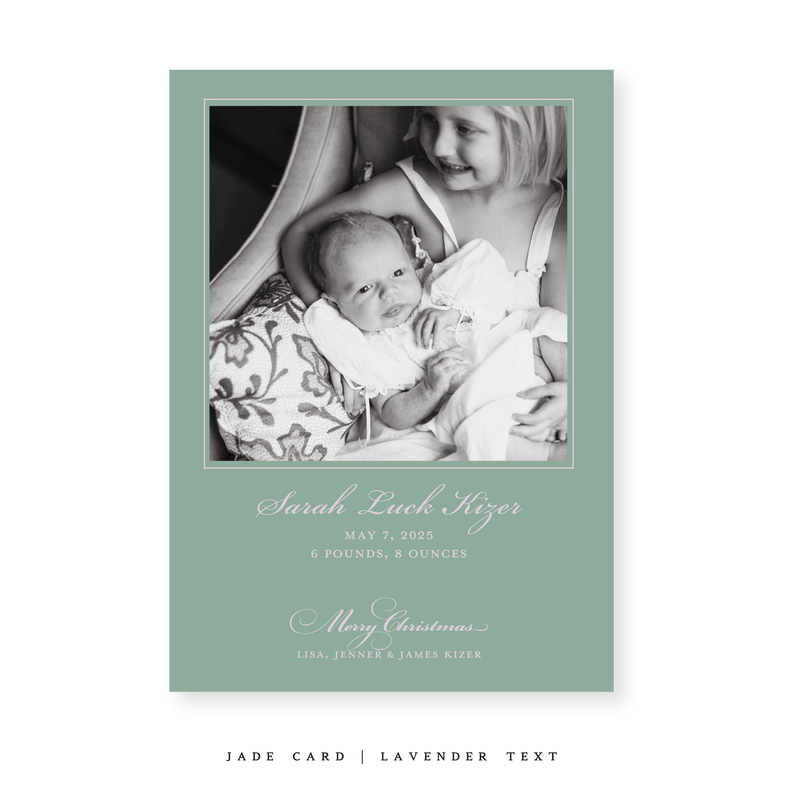 Laurel Birth Announcement Classic Printed Medium Holiday Card