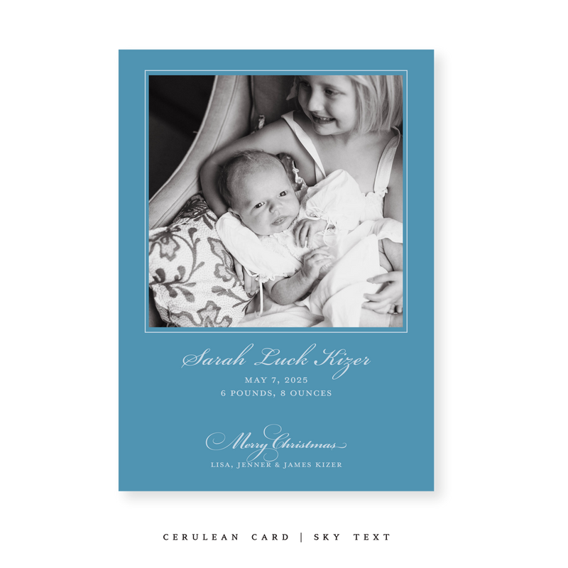 Laurel Birth Announcement Classic Printed Medium Holiday Card