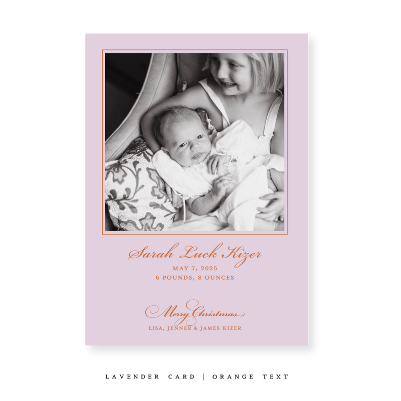 Laurel Birth Announcement Classic Printed Medium Holiday Card