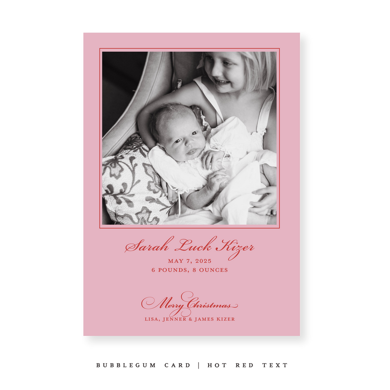Laurel Birth Announcement Classic Printed Medium Holiday Card