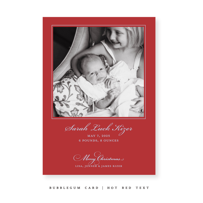 Laurel Birth Announcement Classic Printed Medium Holiday Card
