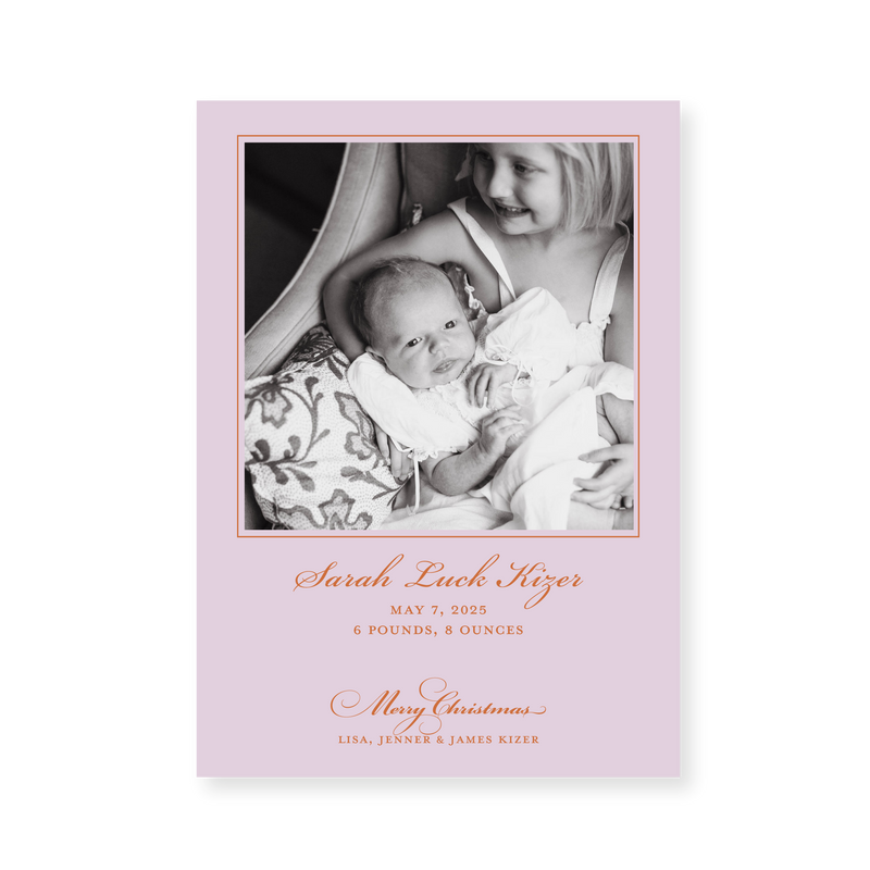Laurel Birth Announcement Classic Printed Medium Holiday Card