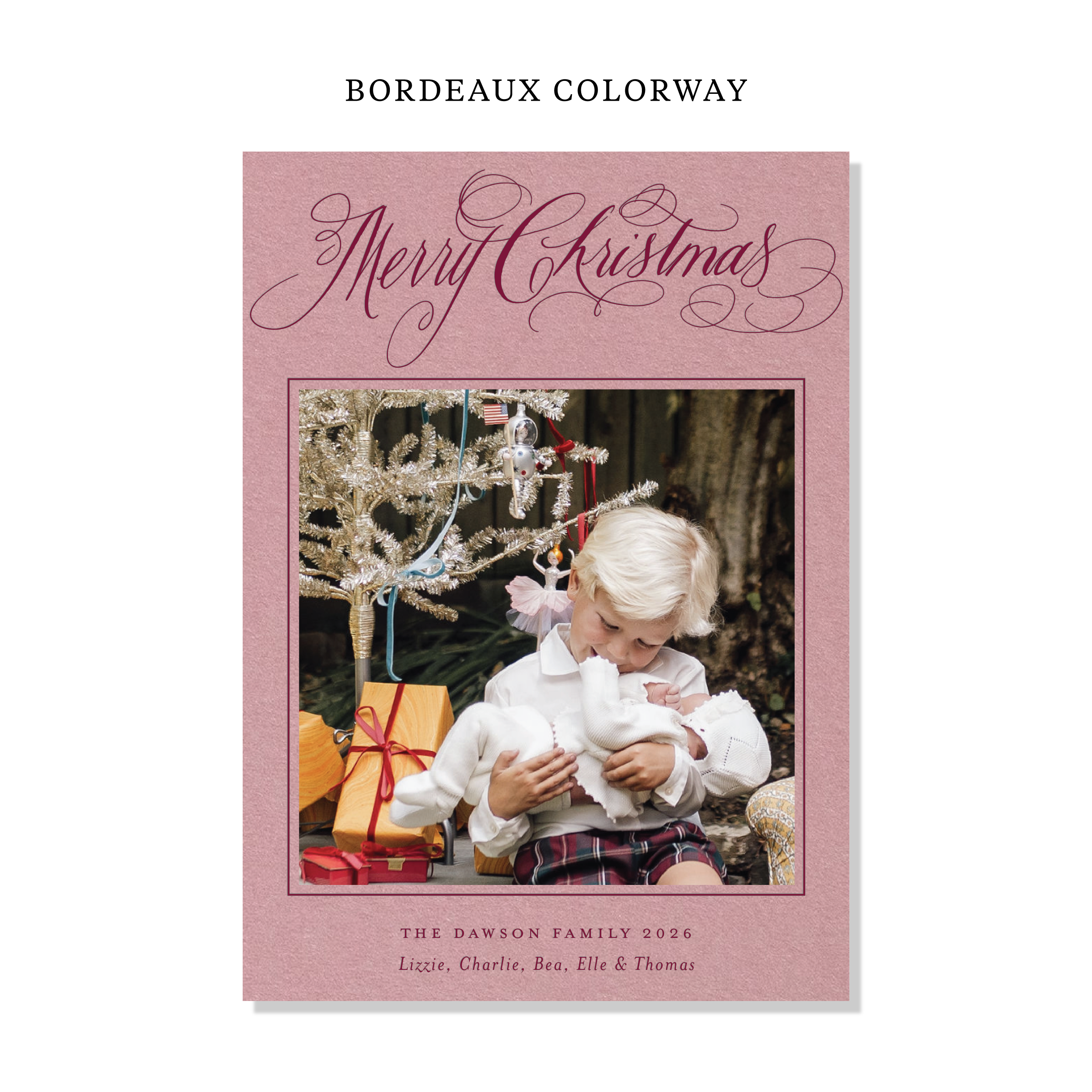 Laurent Letterpress Holiday Card, Large (Colored Paper)