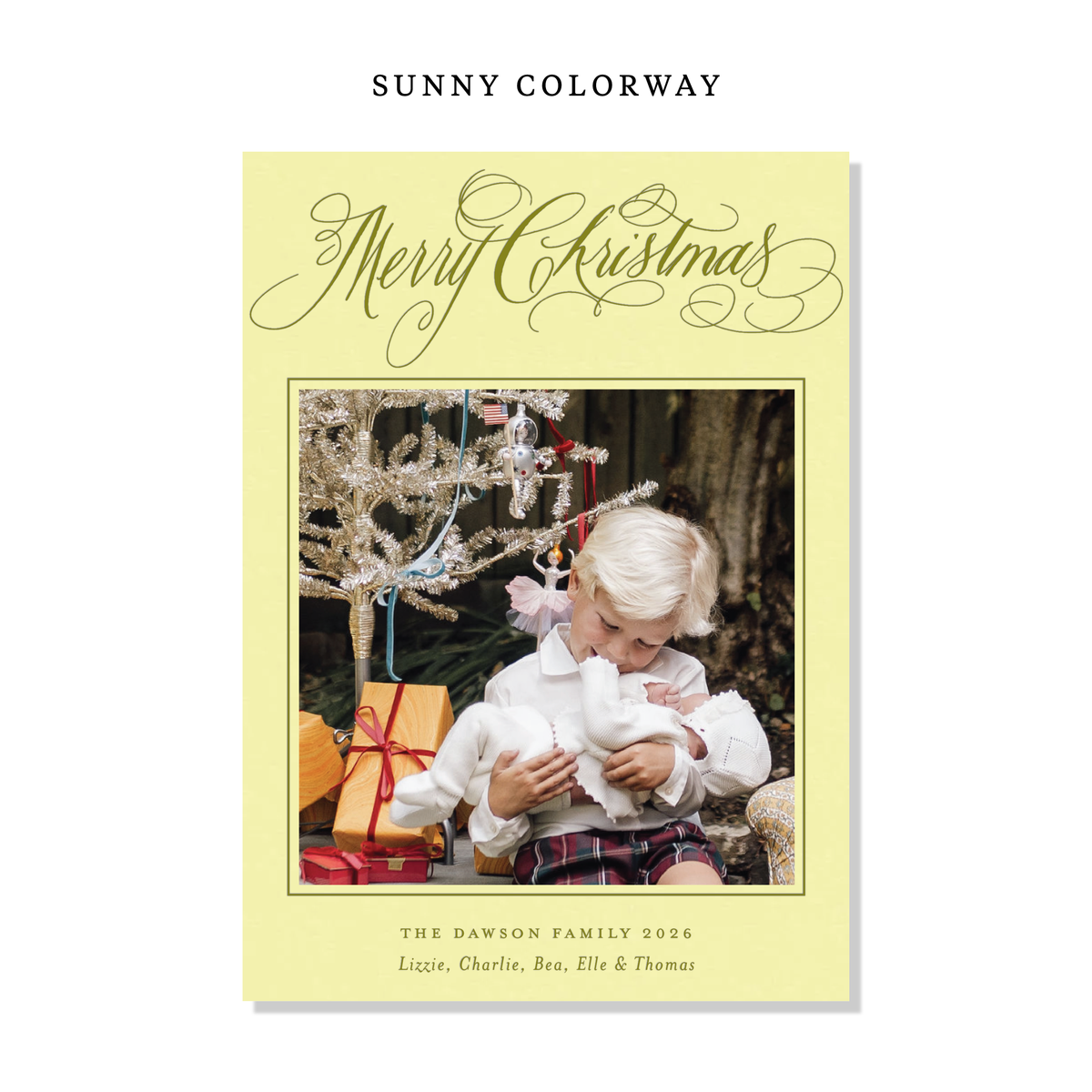 Laurent Letterpress Holiday Card, Large (Colored Paper)