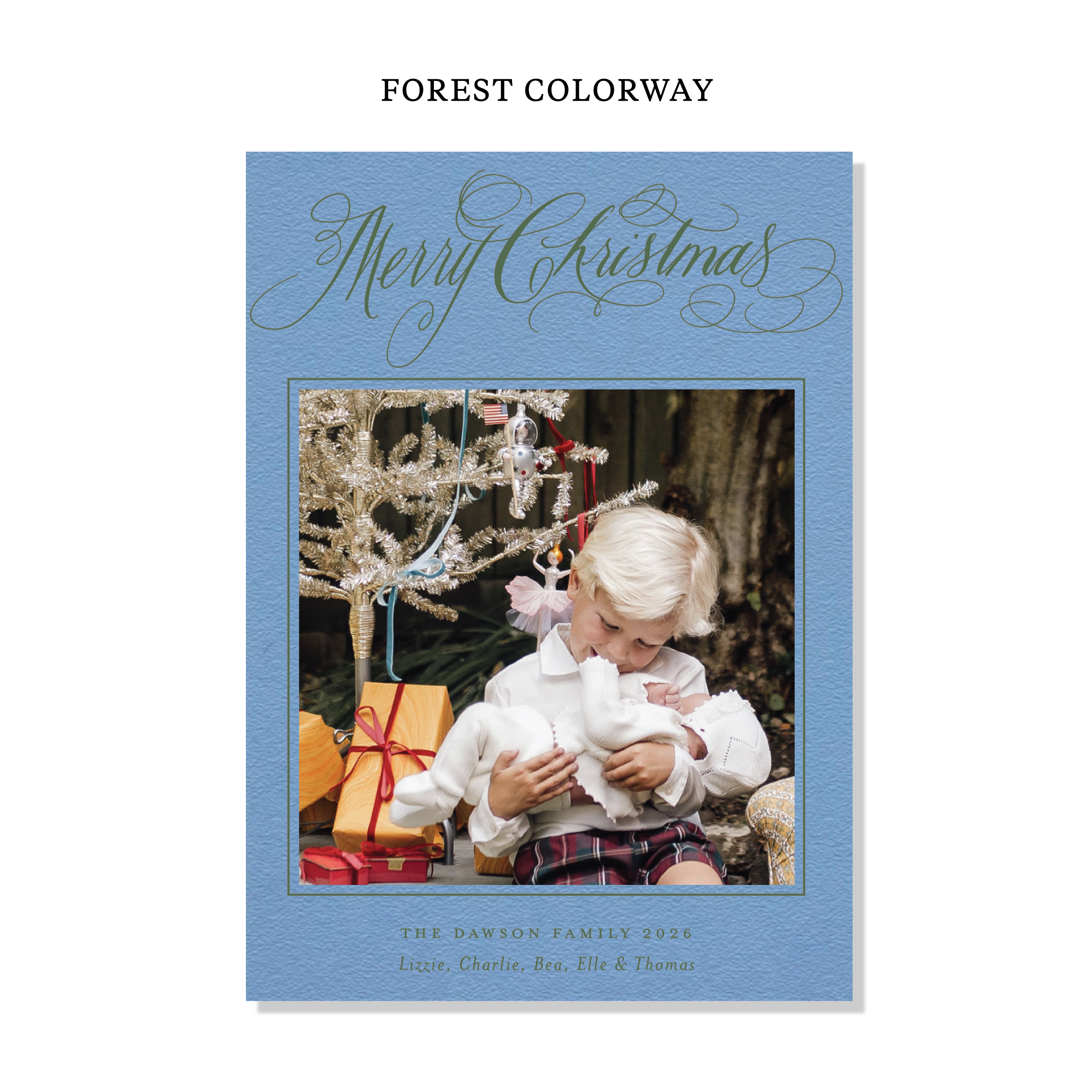 Laurent Letterpress Holiday Card, Large (Colored Paper)