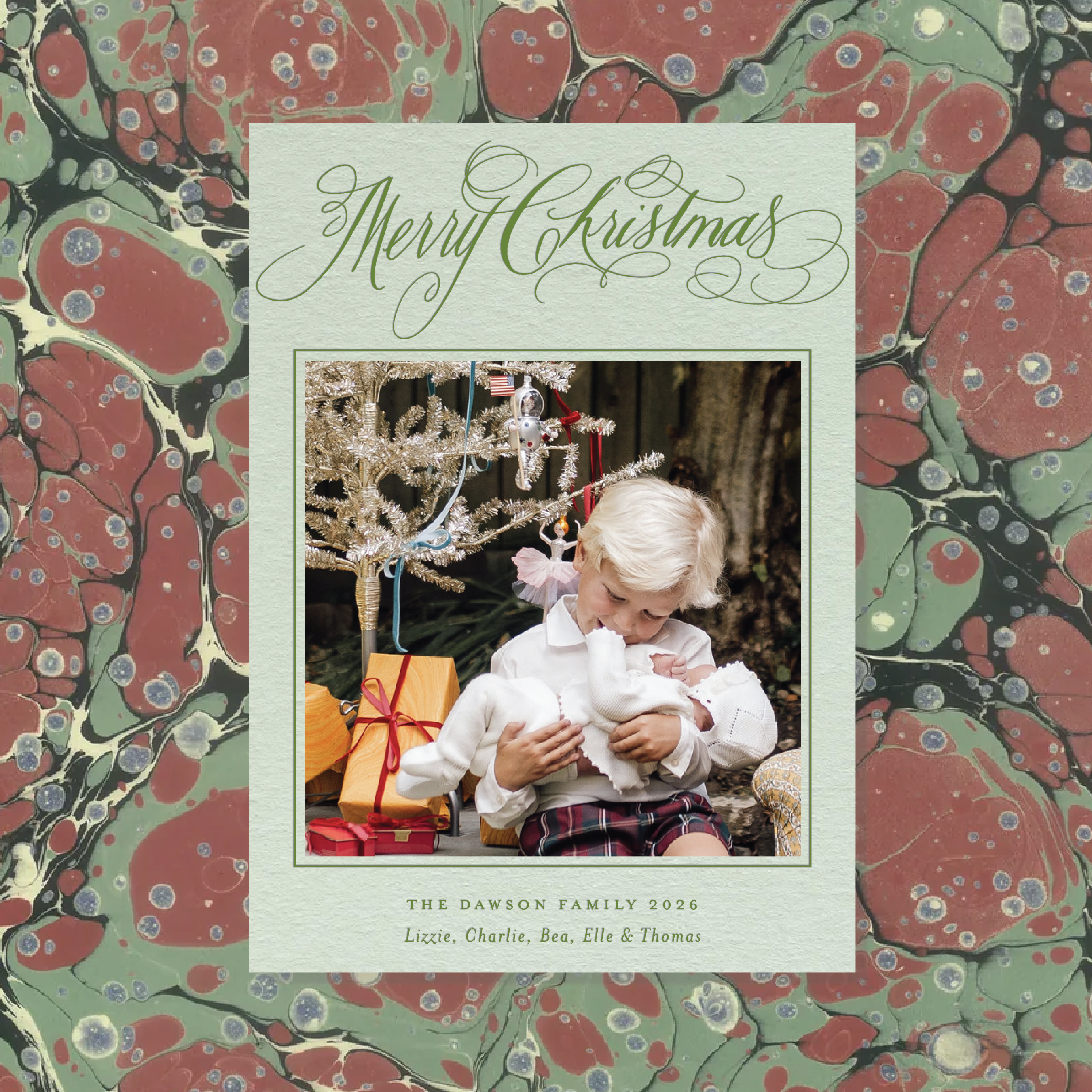 Laurent Letterpress Holiday Card, Large (Colored Paper)