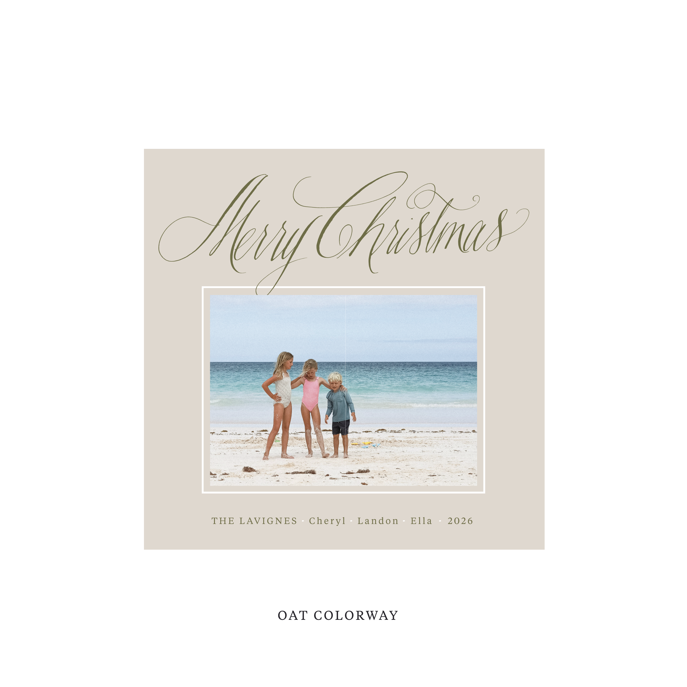 Lavigne Classic Flat Print Holiday Card, Square