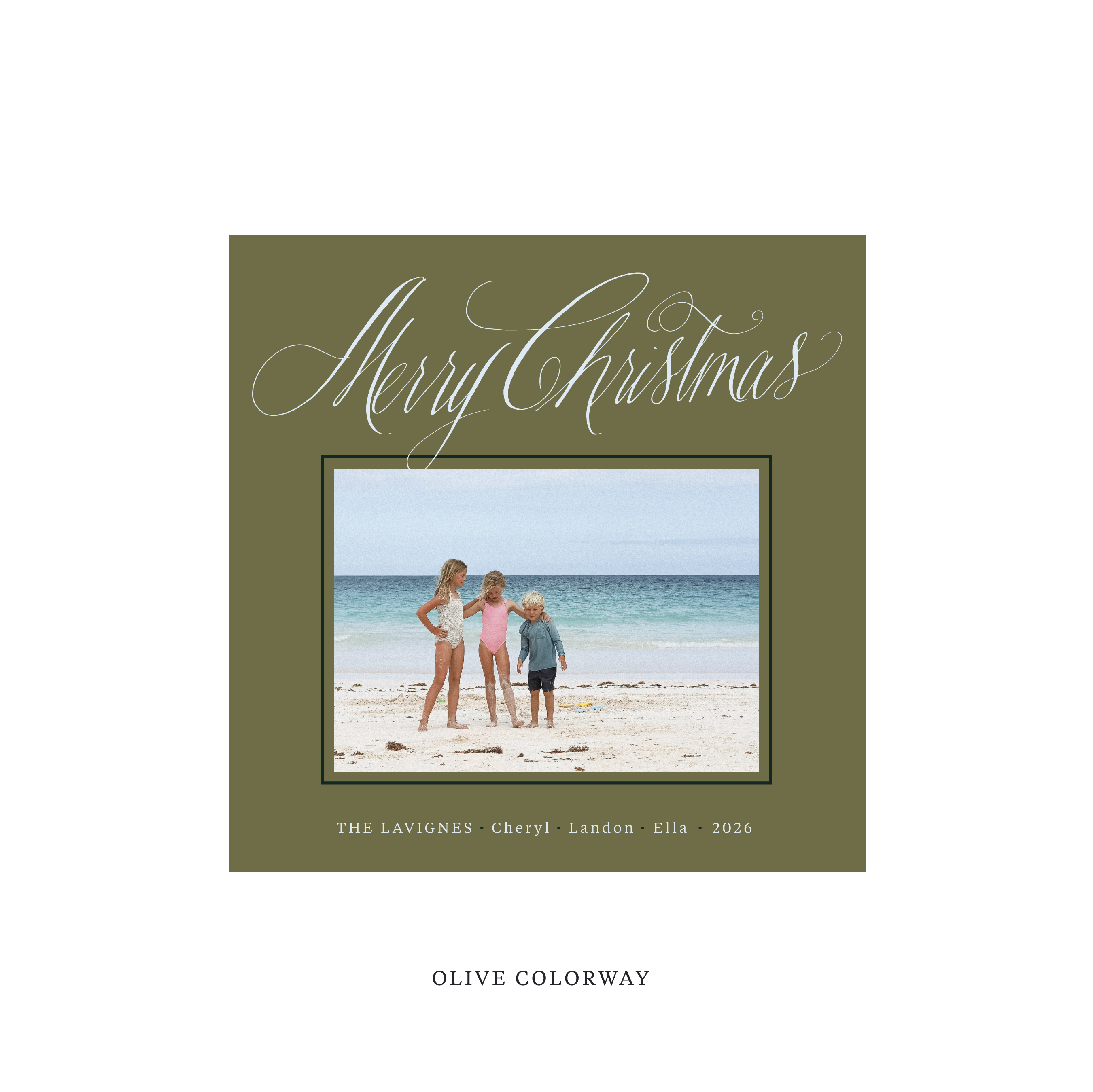 Lavigne Classic Flat Print Holiday Card, Square