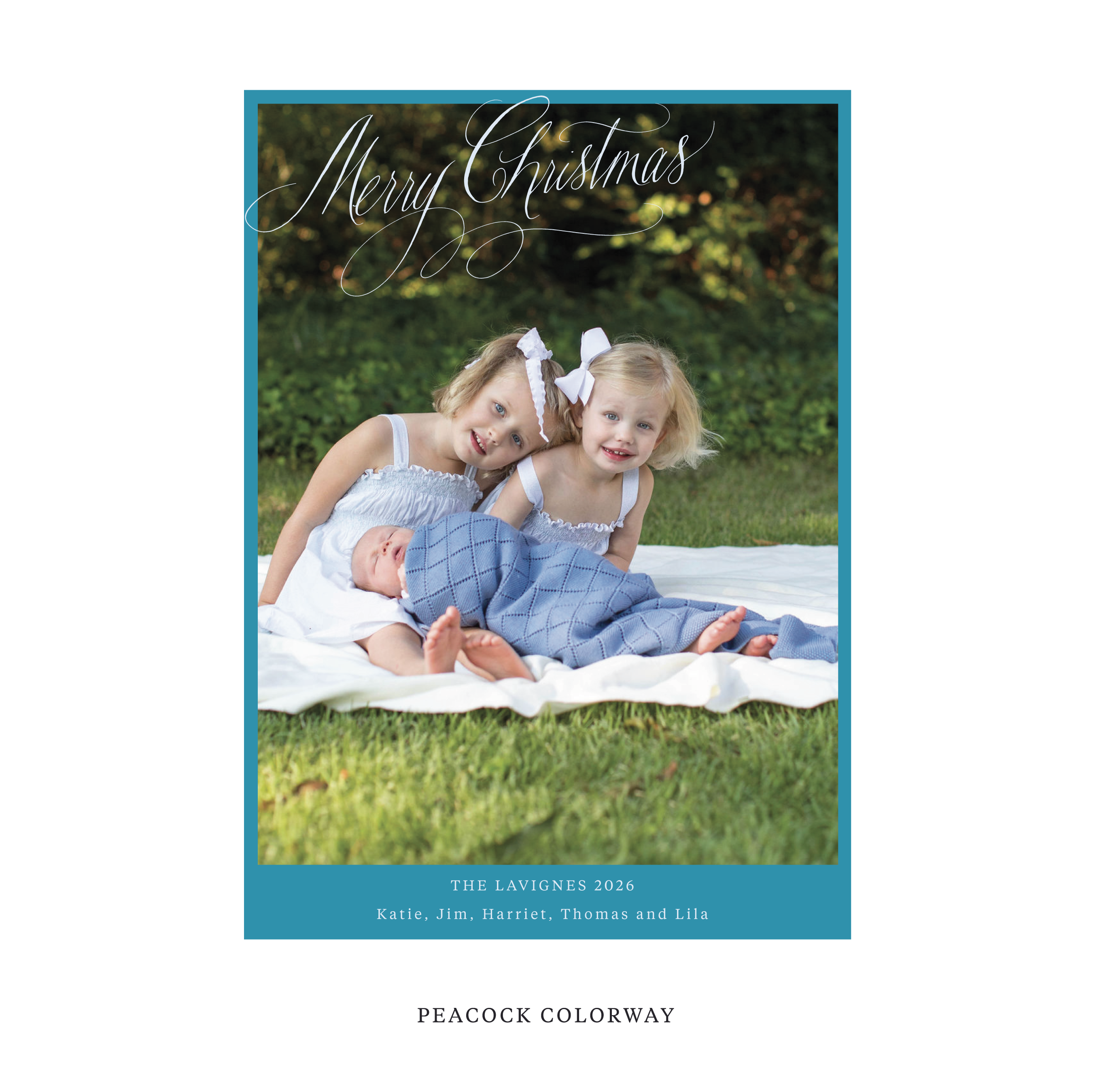 Celebrate the season with the Lavigne "Merry Christmas" Holiday Card by Stovall Collection. Featuring original hand-lettered artwork, this luxury personalized photo mount holiday card is available in 22 thoughtfully curated flat printing colorways.