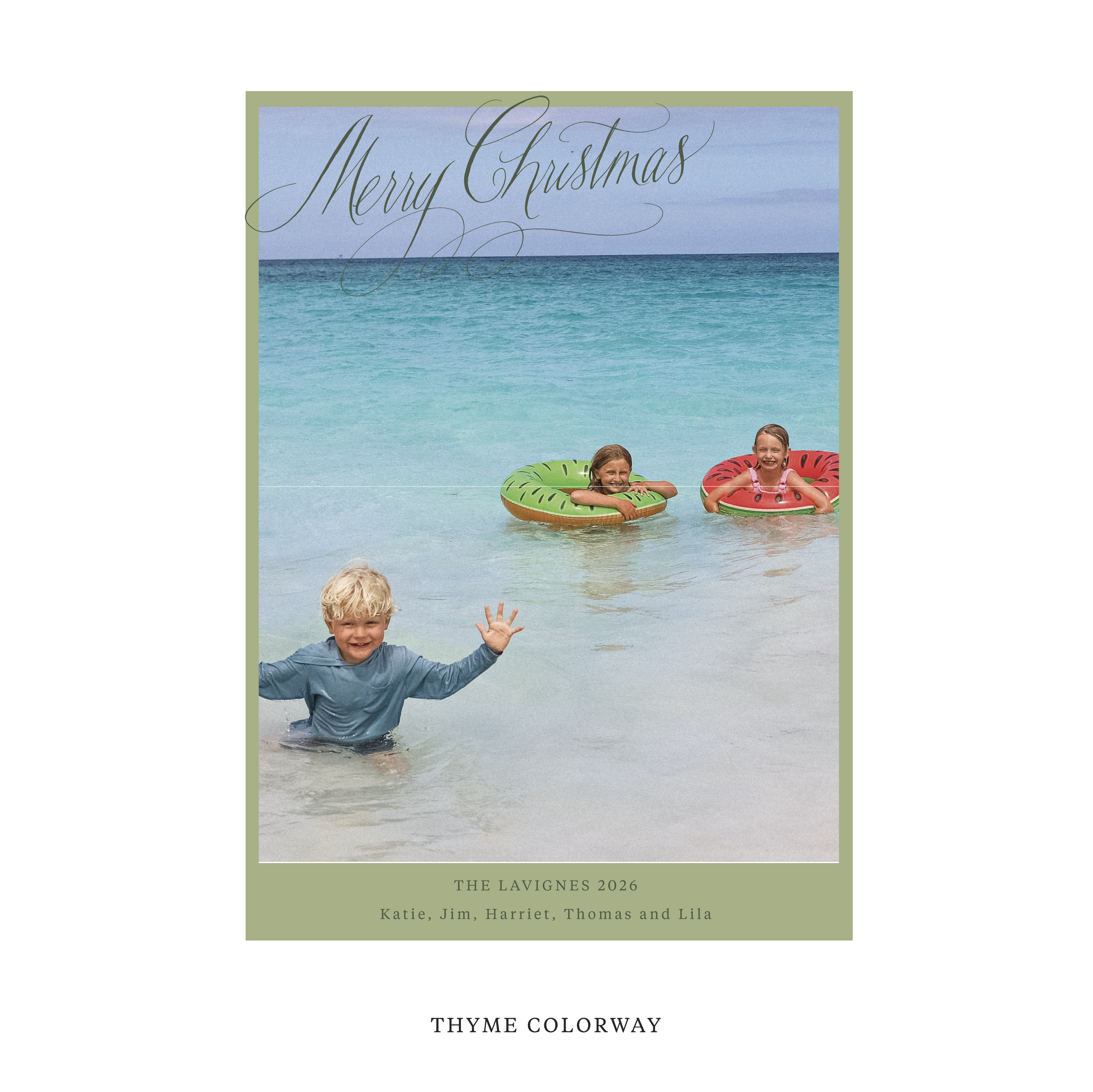 Celebrate the season with the Lavigne "Merry Christmas" Holiday Card by Stovall Collection. Featuring original hand-lettered artwork, this luxury personalized photo mount holiday card is available in 22 thoughtfully curated flat printing colorways.