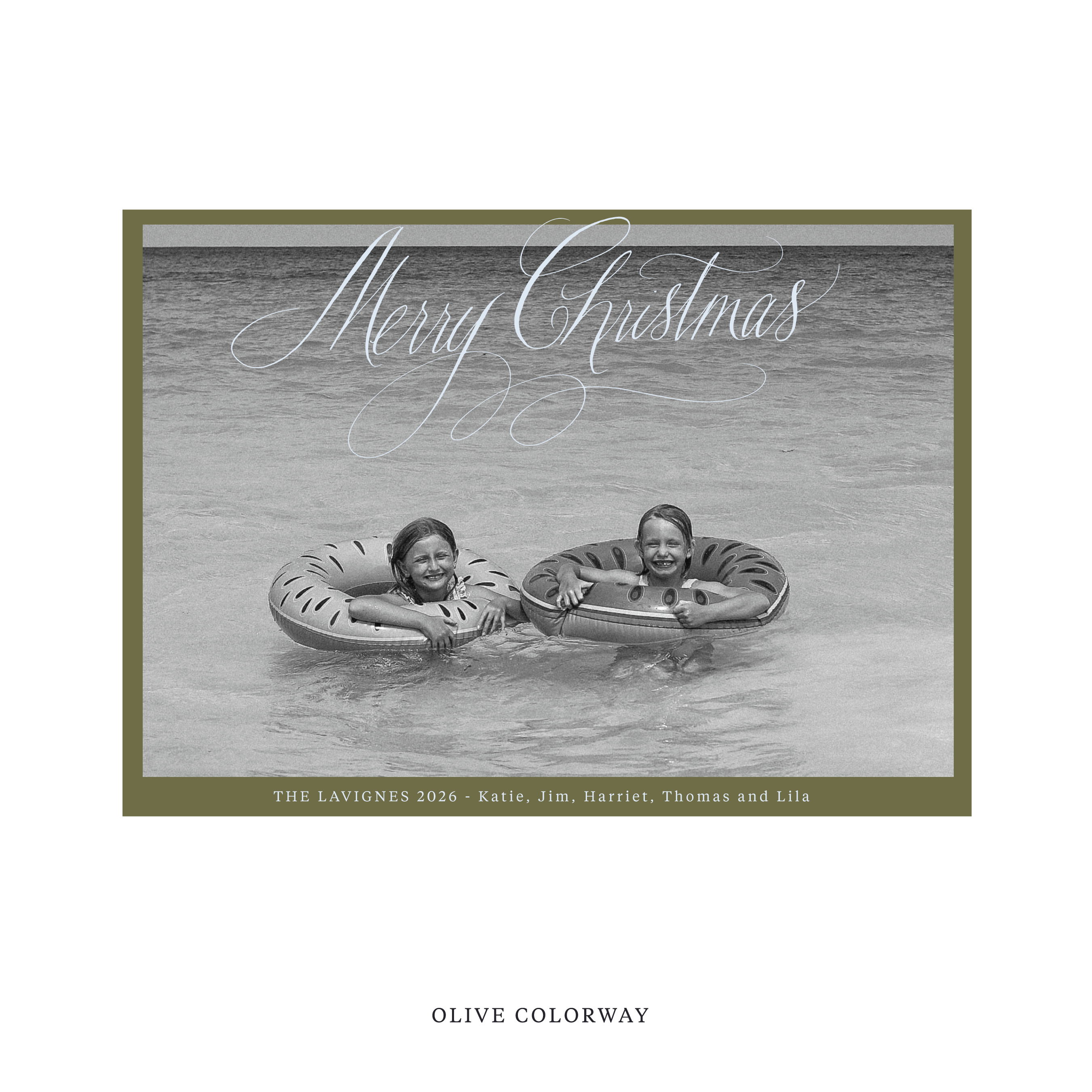 Celebrate the season with the Lavigne "Merry Christmas" Holiday Card by Stovall Collection. Featuring original hand-lettered artwork, this luxury personalized photo mount holiday card is available in 22 thoughtfully curated flat printing colorways.