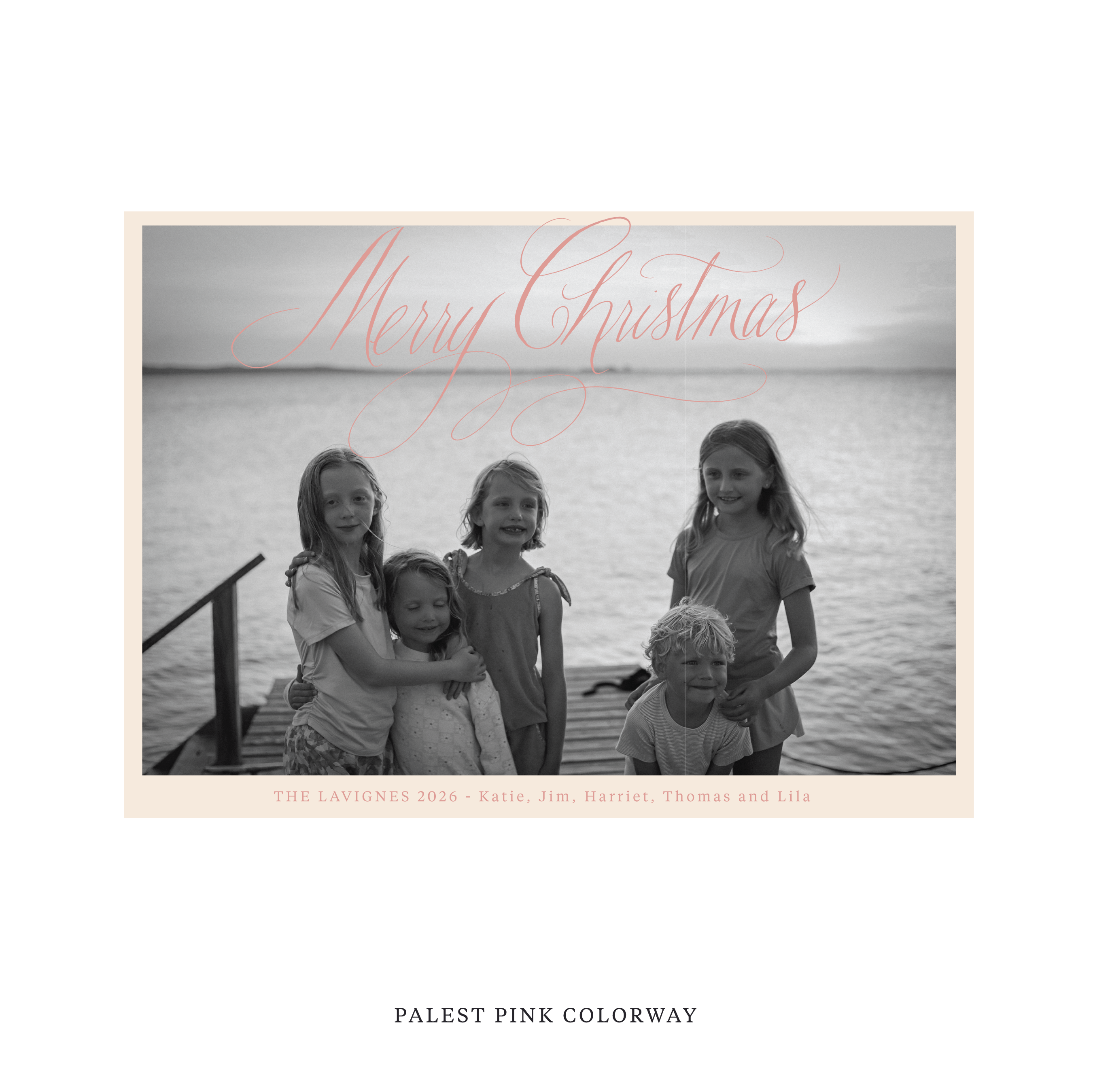 Celebrate the season with the Lavigne "Merry Christmas" Holiday Card by Stovall Collection. Featuring original hand-lettered artwork, this luxury personalized photo mount holiday card is available in 22 thoughtfully curated flat printing colorways.