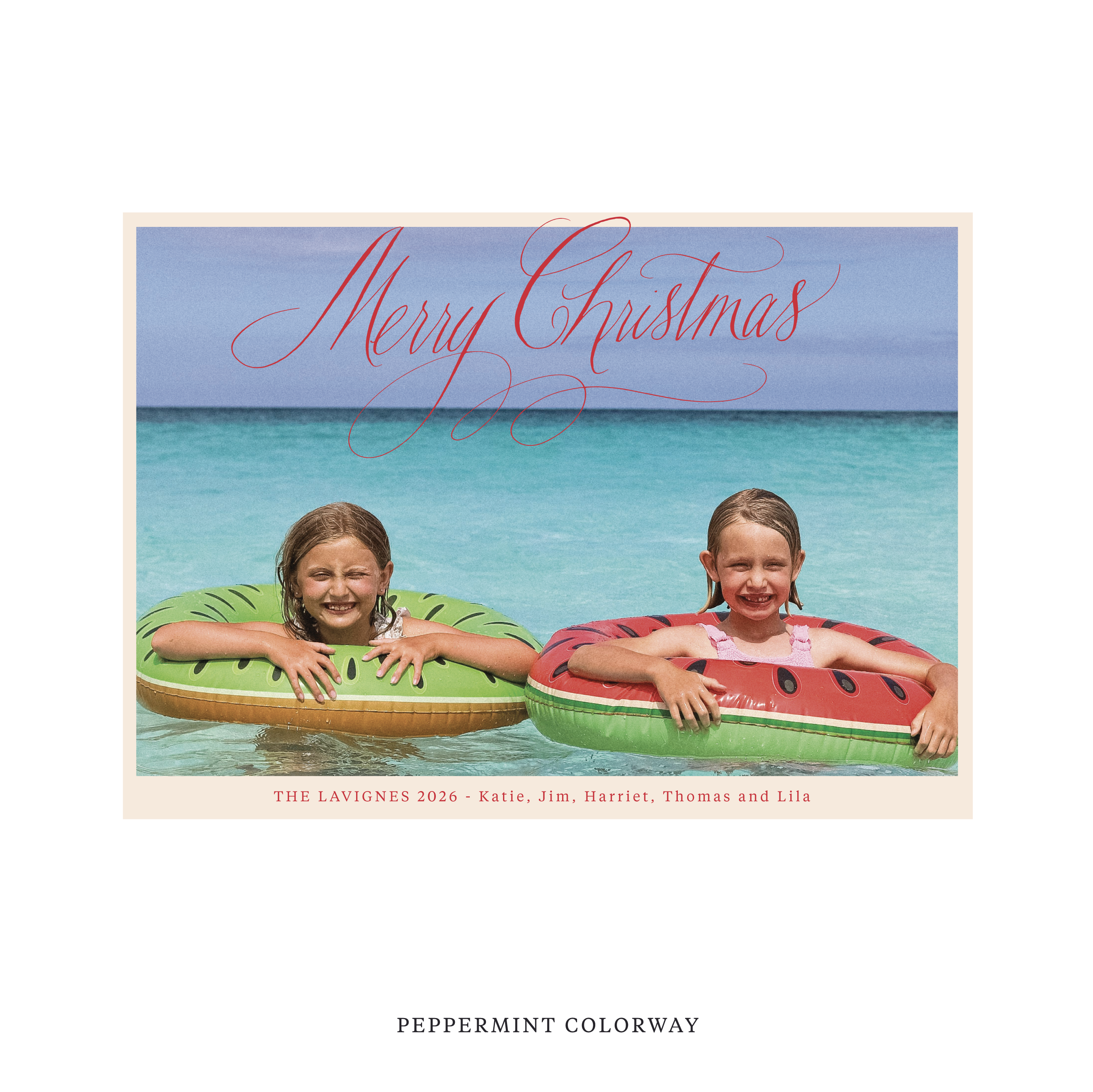 Celebrate the season with the Lavigne "Merry Christmas" Holiday Card by Stovall Collection. Featuring original hand-lettered artwork, this luxury personalized photo mount holiday card is available in 22 thoughtfully curated flat printing colorways.