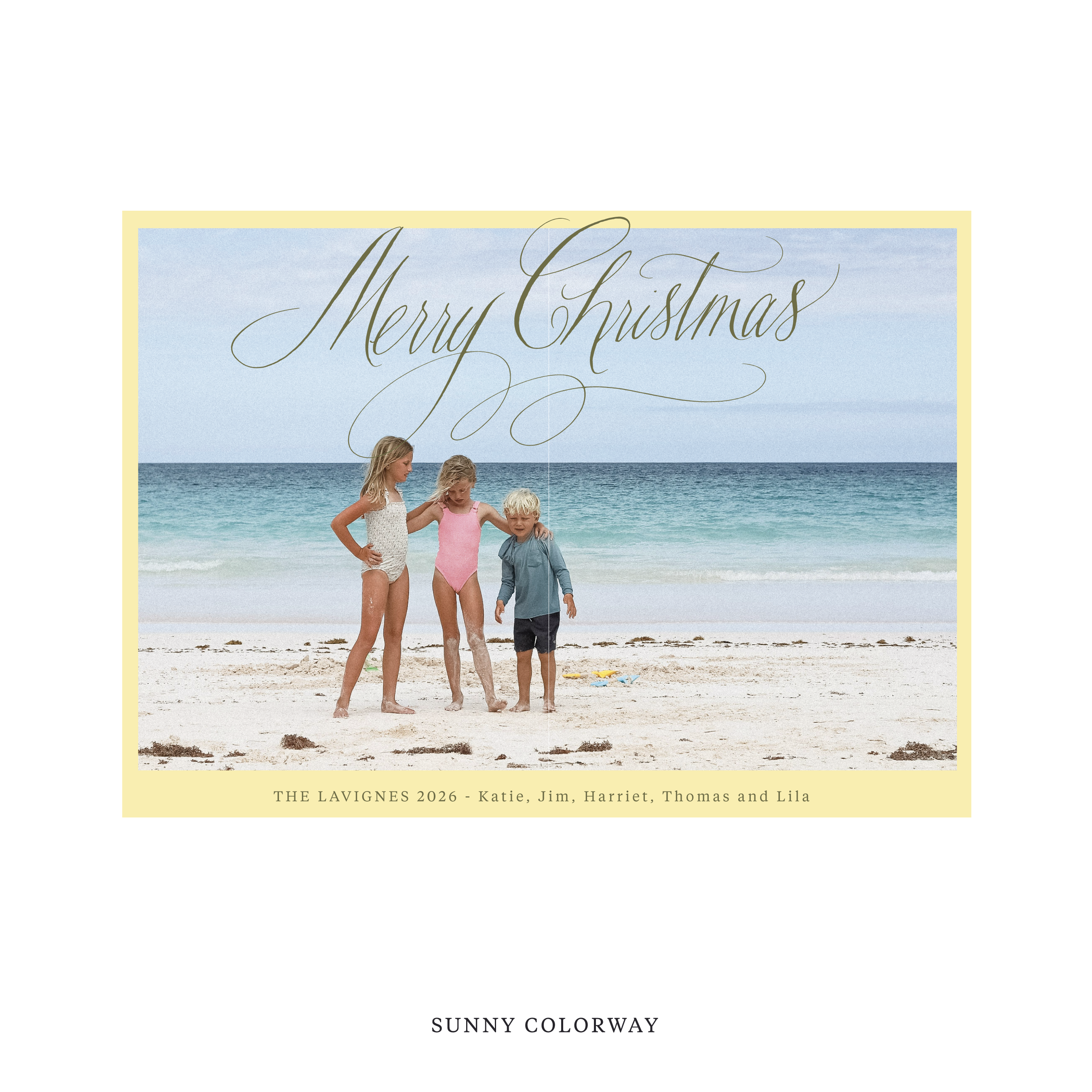 Celebrate the season with the Lavigne "Merry Christmas" Holiday Card by Stovall Collection. Featuring original hand-lettered artwork, this luxury personalized photo mount holiday card is available in 22 thoughtfully curated flat printing colorways.