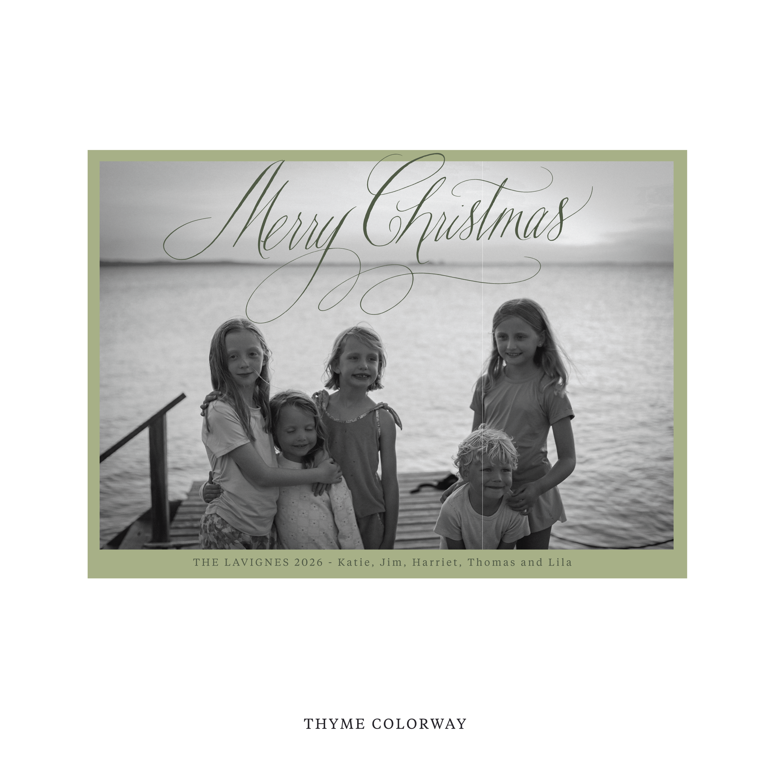 Celebrate the season with the Lavigne "Merry Christmas" Holiday Card by Stovall Collection. Featuring original hand-lettered artwork, this luxury personalized photo mount holiday card is available in 22 thoughtfully curated flat printing colorways.