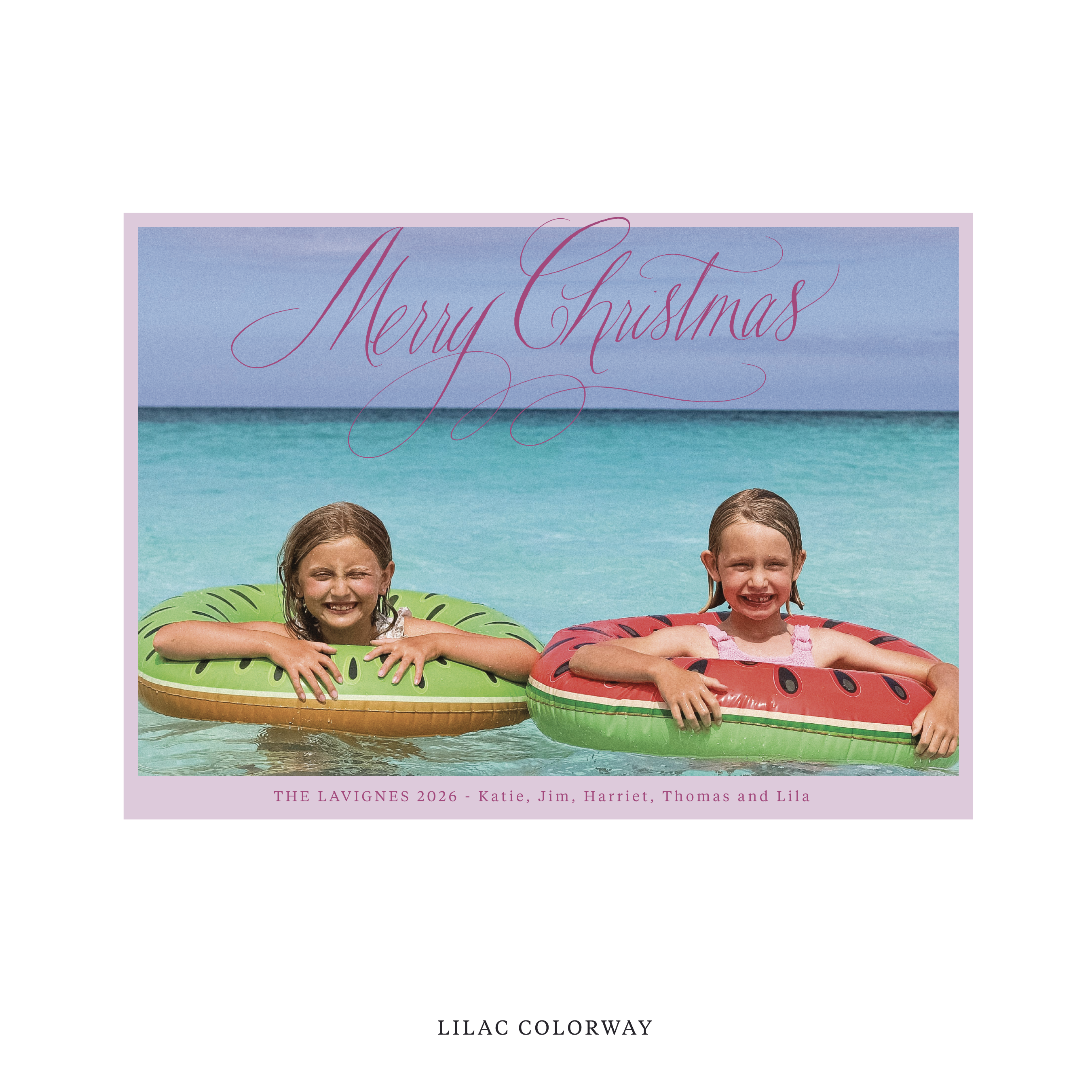 Celebrate the season with the Lavigne "Merry Christmas" Holiday Card by Stovall Collection. Featuring original hand-lettered artwork, this luxury personalized photo mount holiday card is available in 22 thoughtfully curated flat printing colorways.