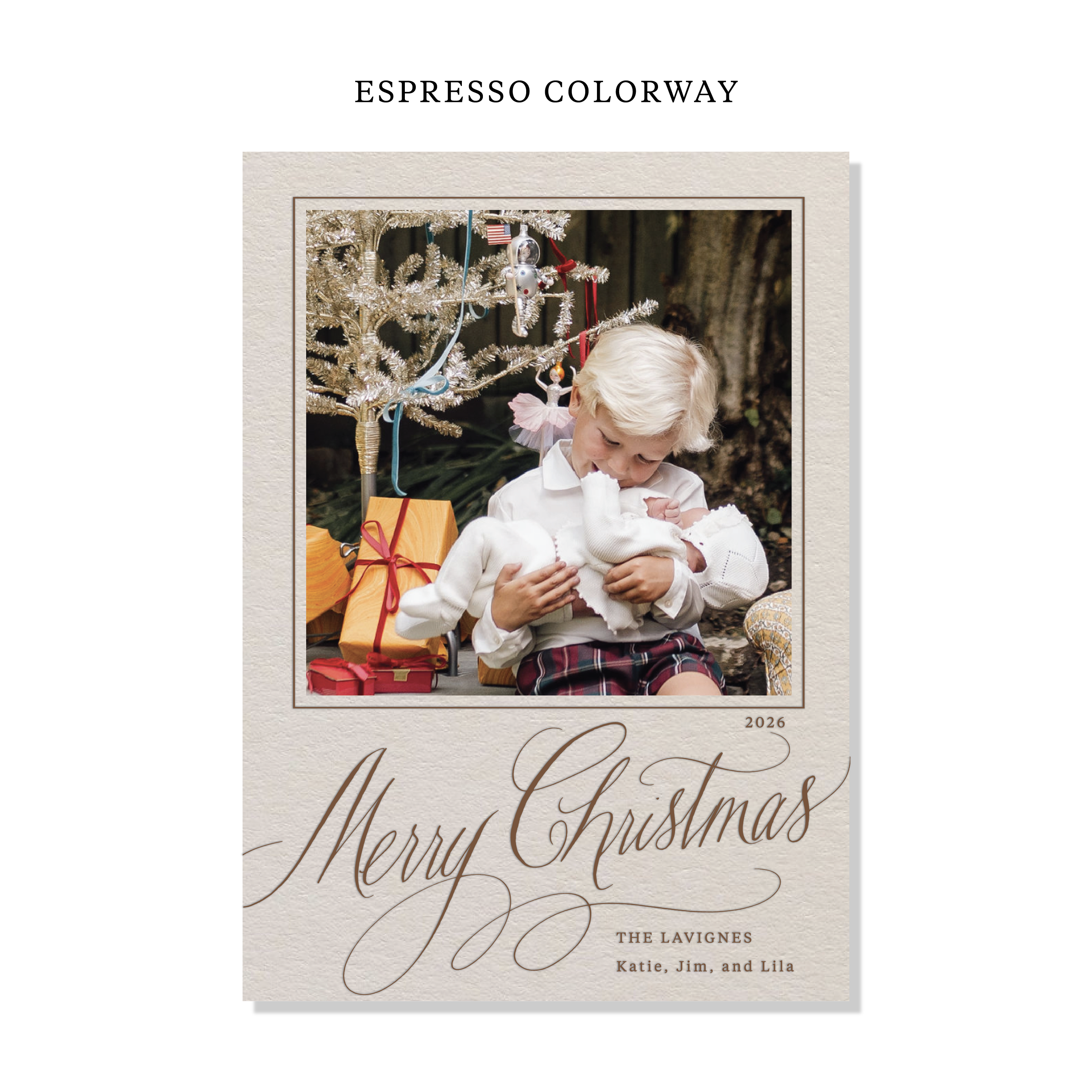 Lavigne Letterpress Holiday Card, Large (Colored Paper)