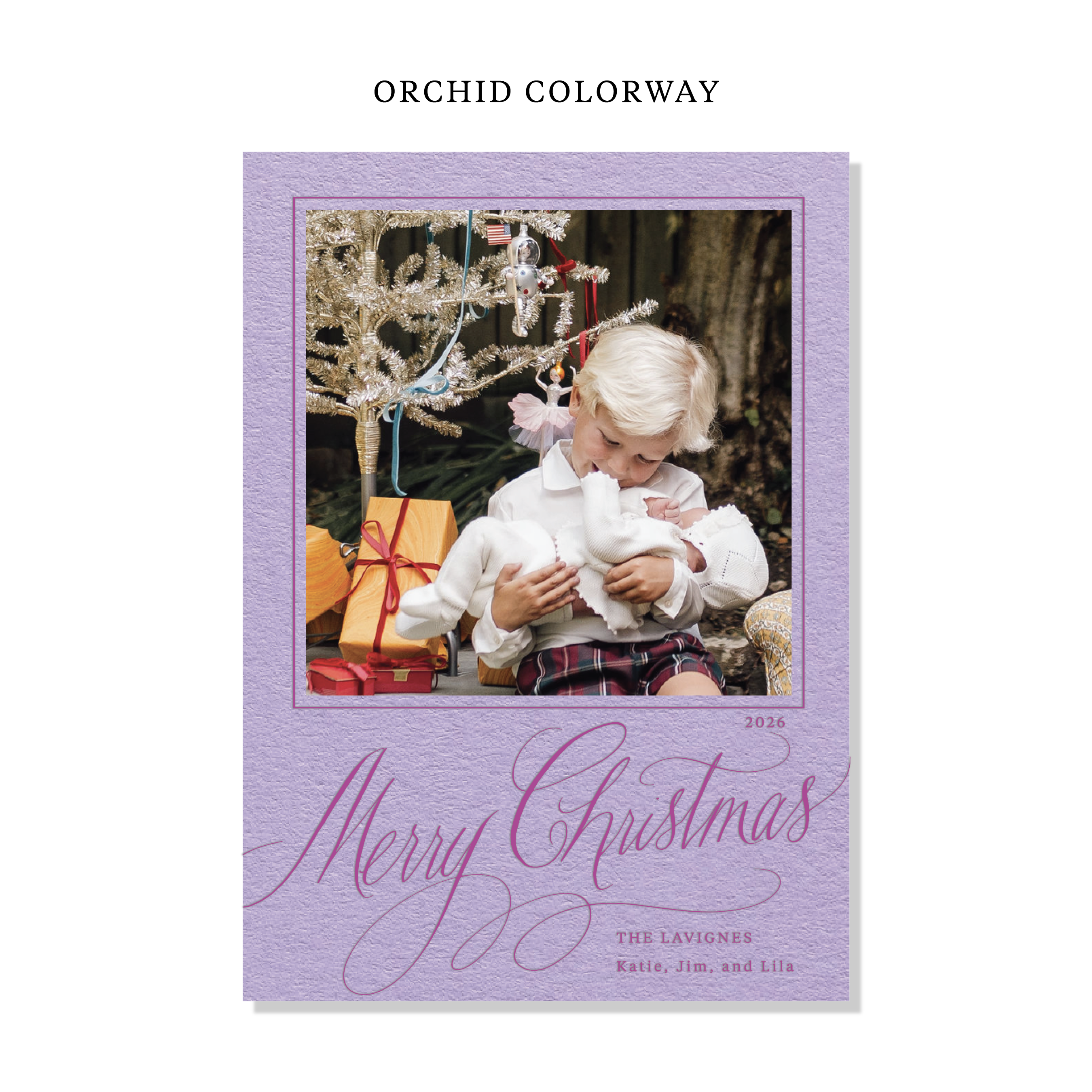 Lavigne Letterpress Holiday Card, Large (Colored Paper)