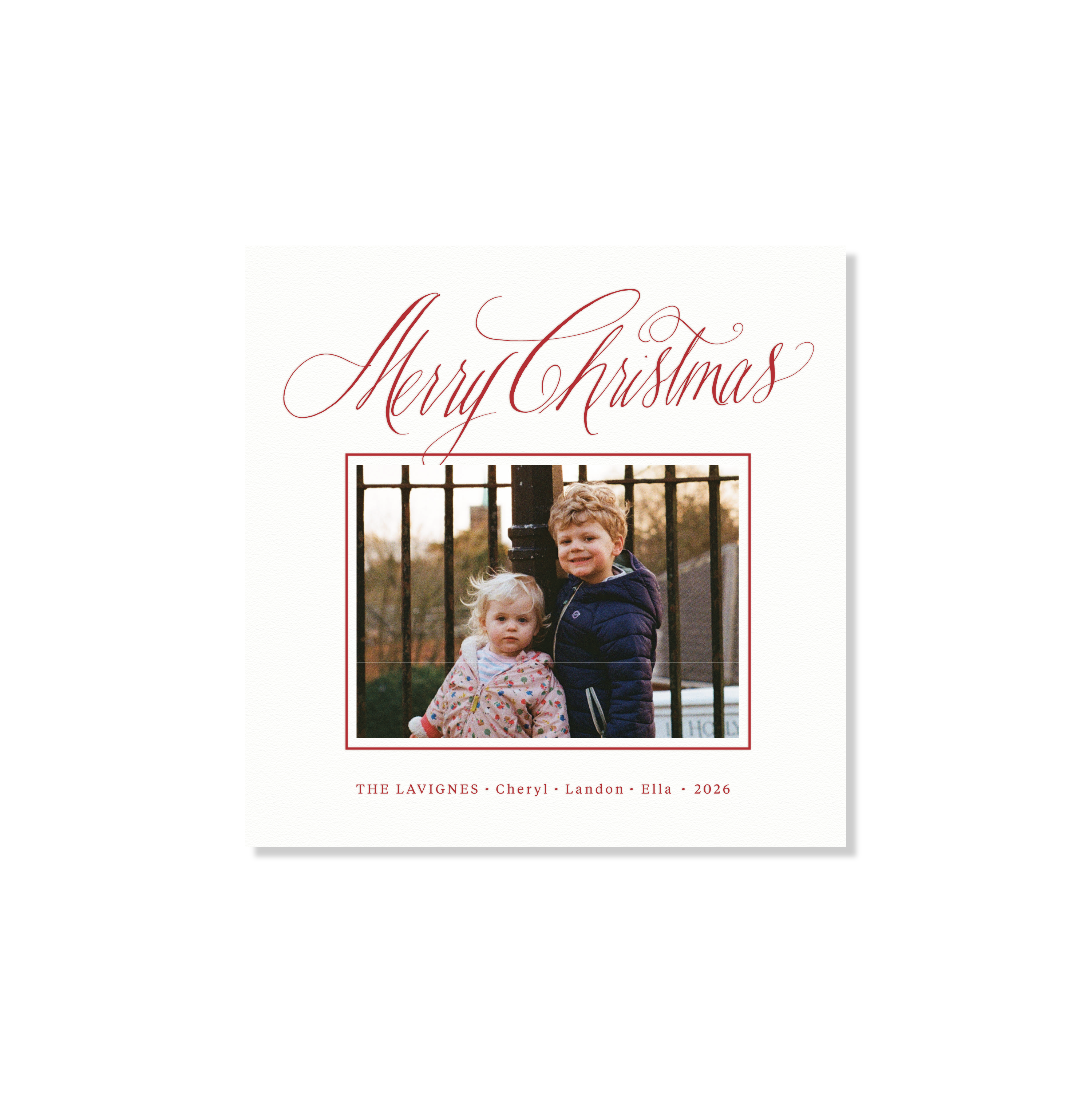 Lavigne Letterpress Holiday Card, Small Square (White Paper)