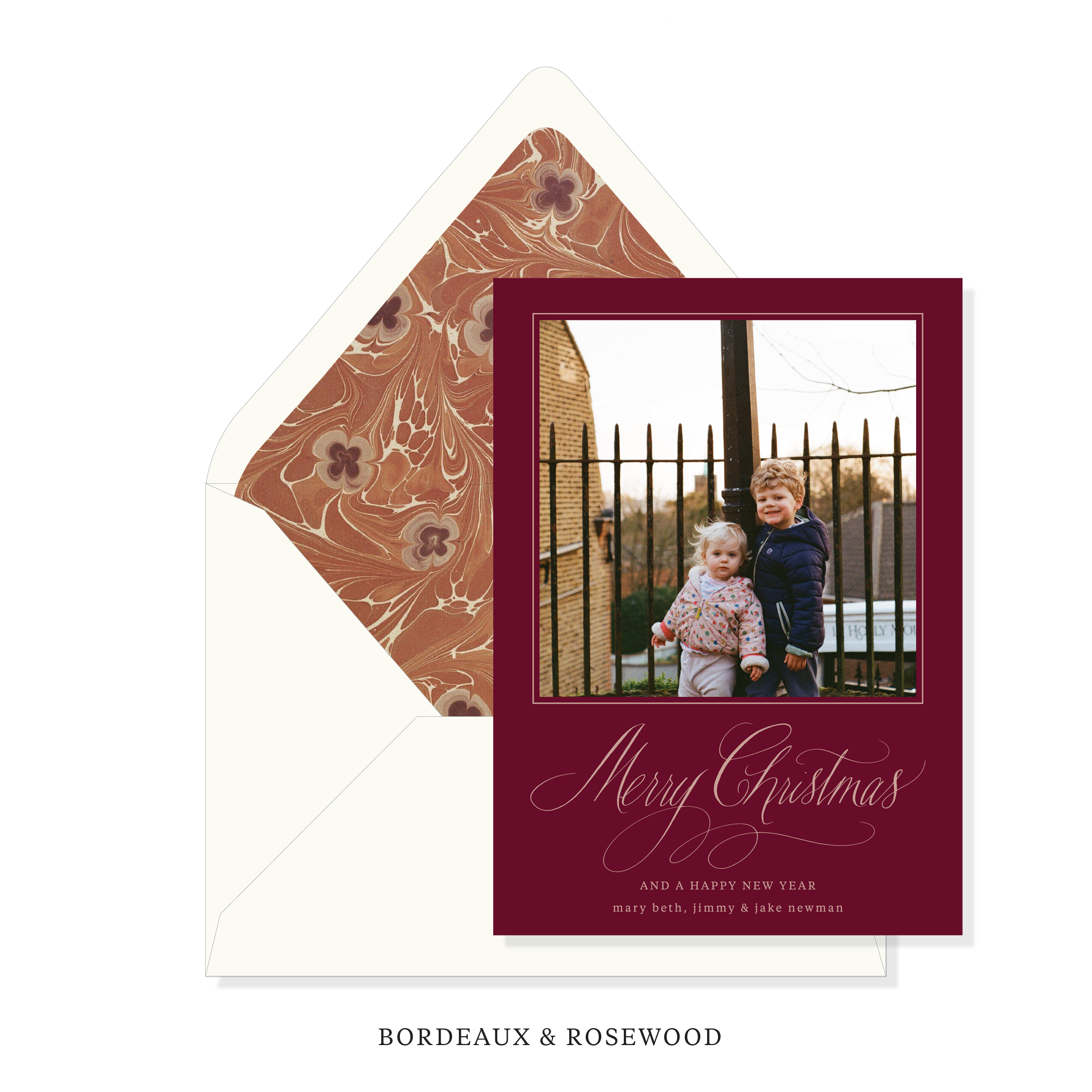 Carlotta Marbled Classic Printed Holiday Card