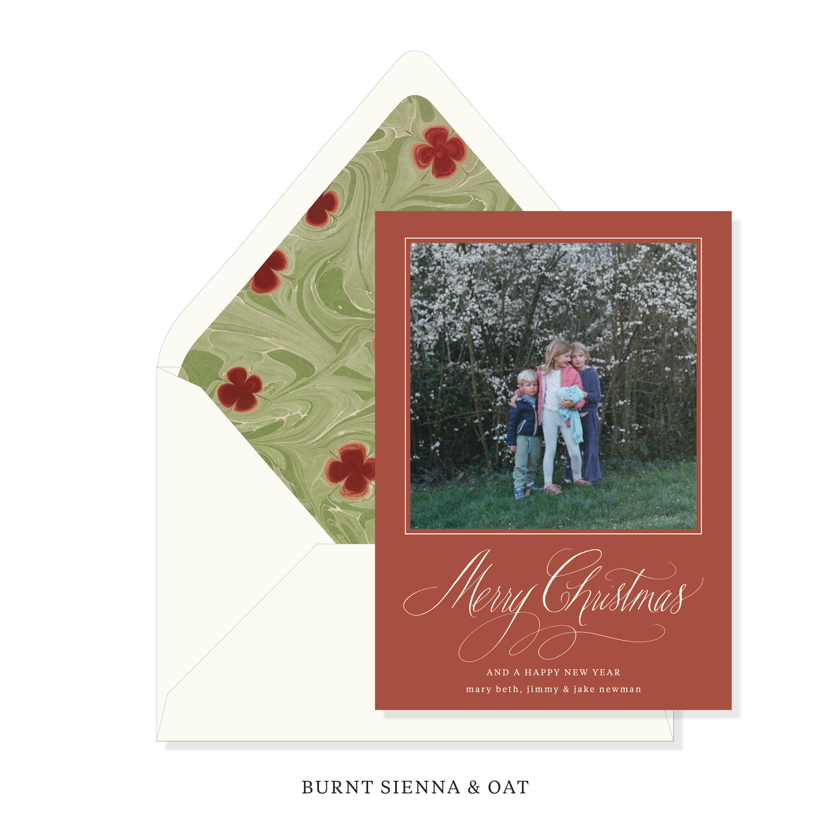 Simone Marbled Classic Printed Holiday Card