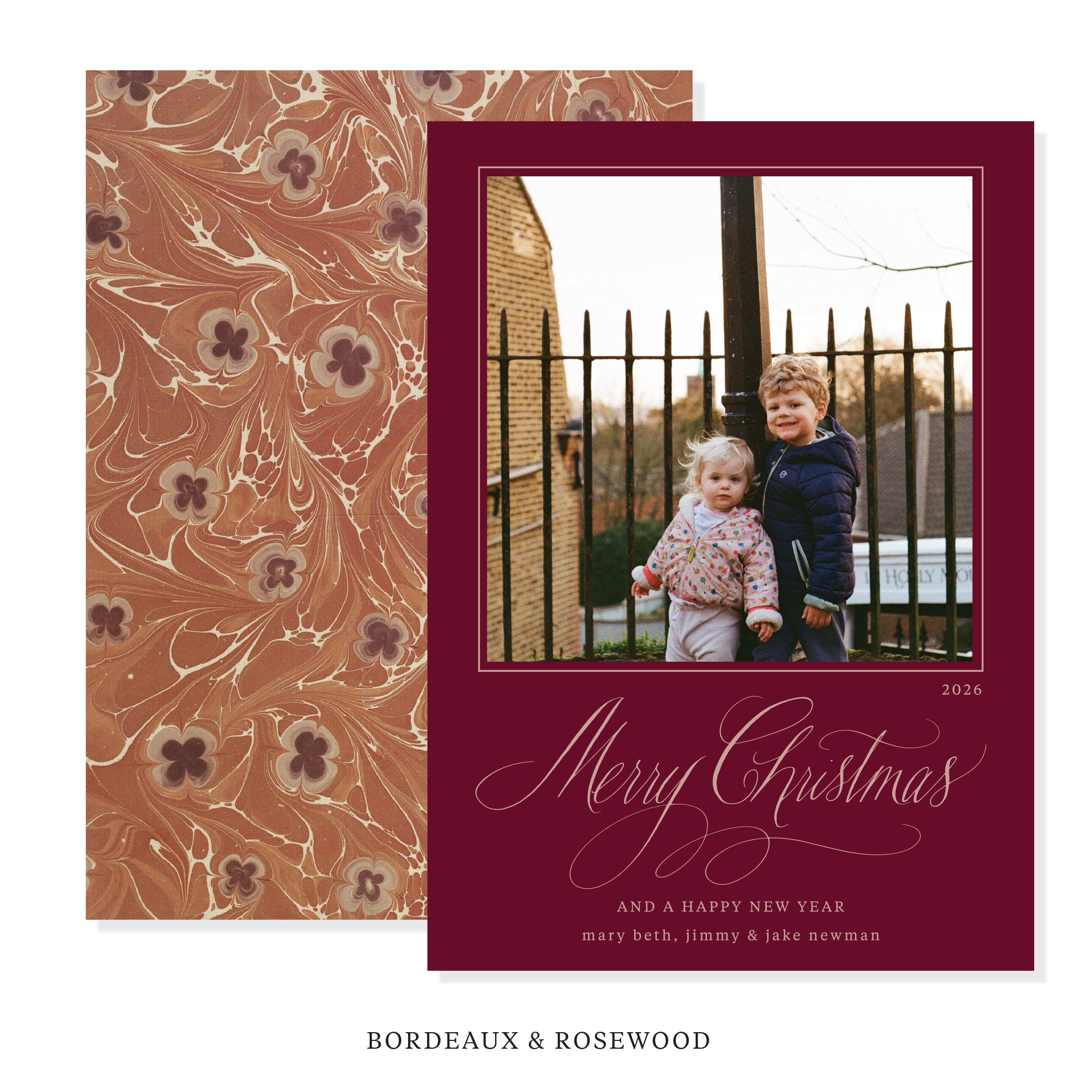 Carlotta Marbled Classic Printed Holiday Card